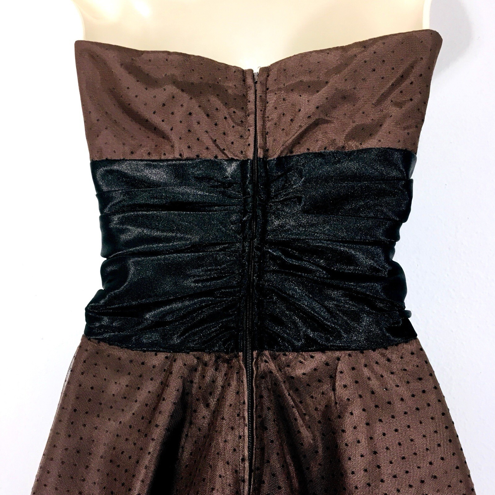 Vtg Masquerade Mocha Taffeta Mini Dress Sz S Sheer+Crinoline Fairy Whimsy Goth