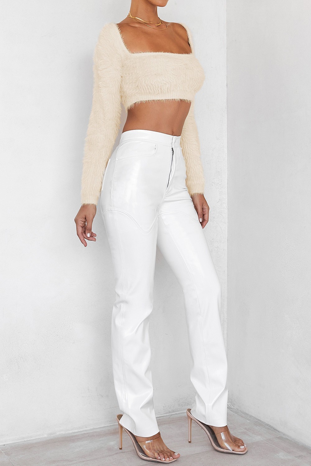 Mistress Rocks Off White Vinyl Trousers S 8/10 Regular Length 5395
