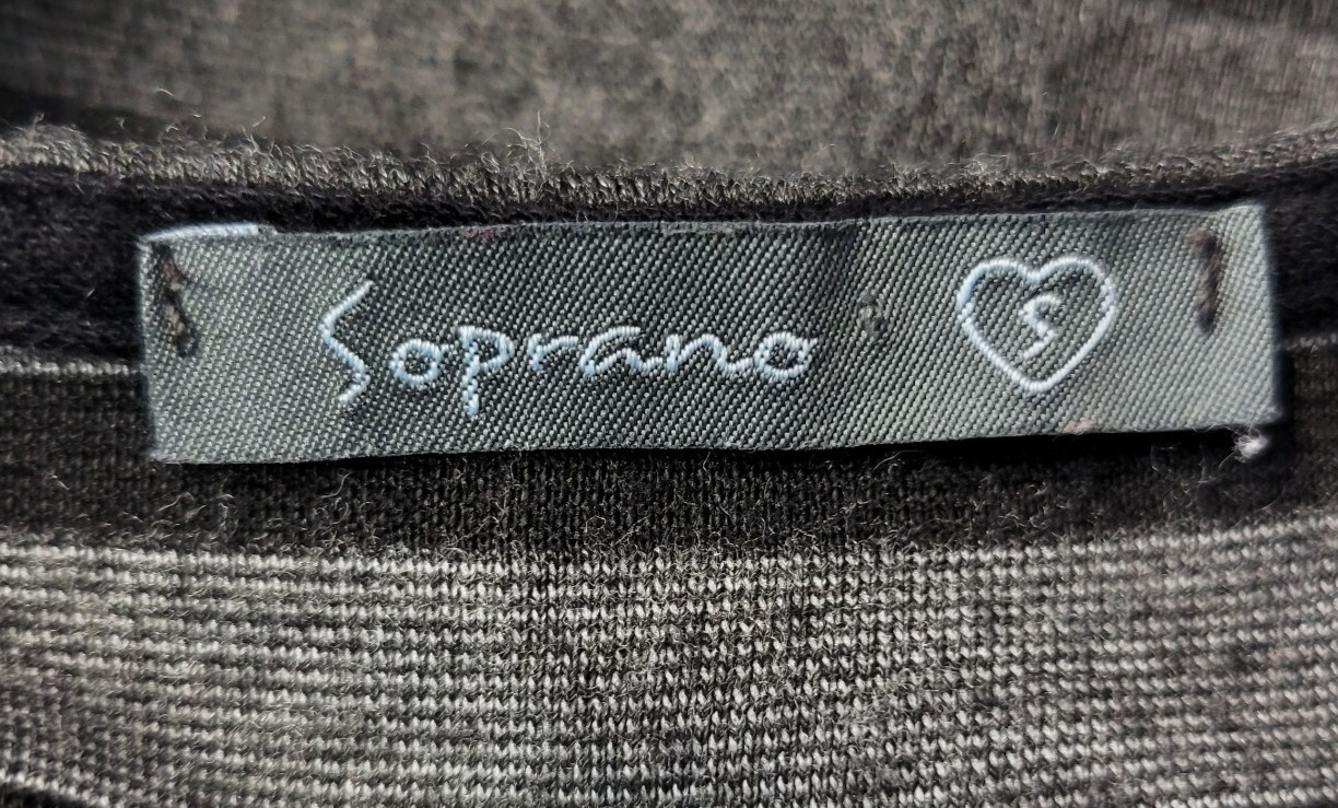 Soprano Bodycom Dress Womens Small Gray Black Knit Striped Sleekcore Modern Chic