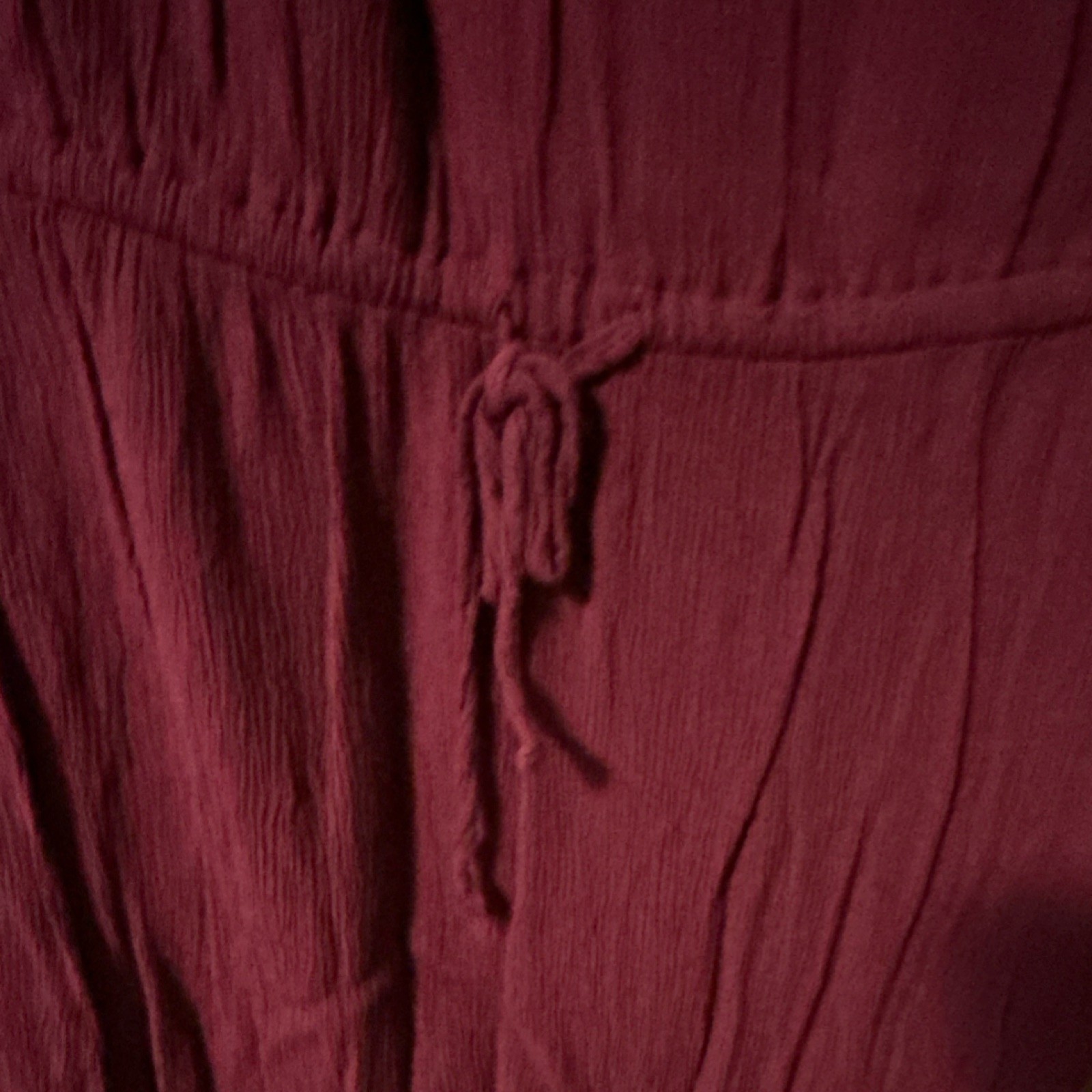 Gap Burgundy Lace Button Drawstring A-Line Dress V-Neck Sleeveless Knee Length L