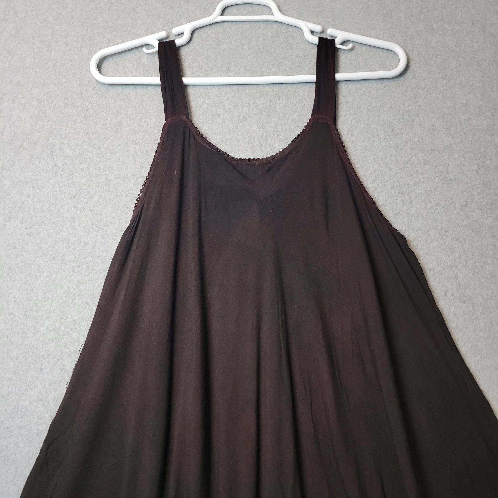 NWT Cute Options Chocolate Floral Embroidered Kaftan Tank Dress Womens Free Size