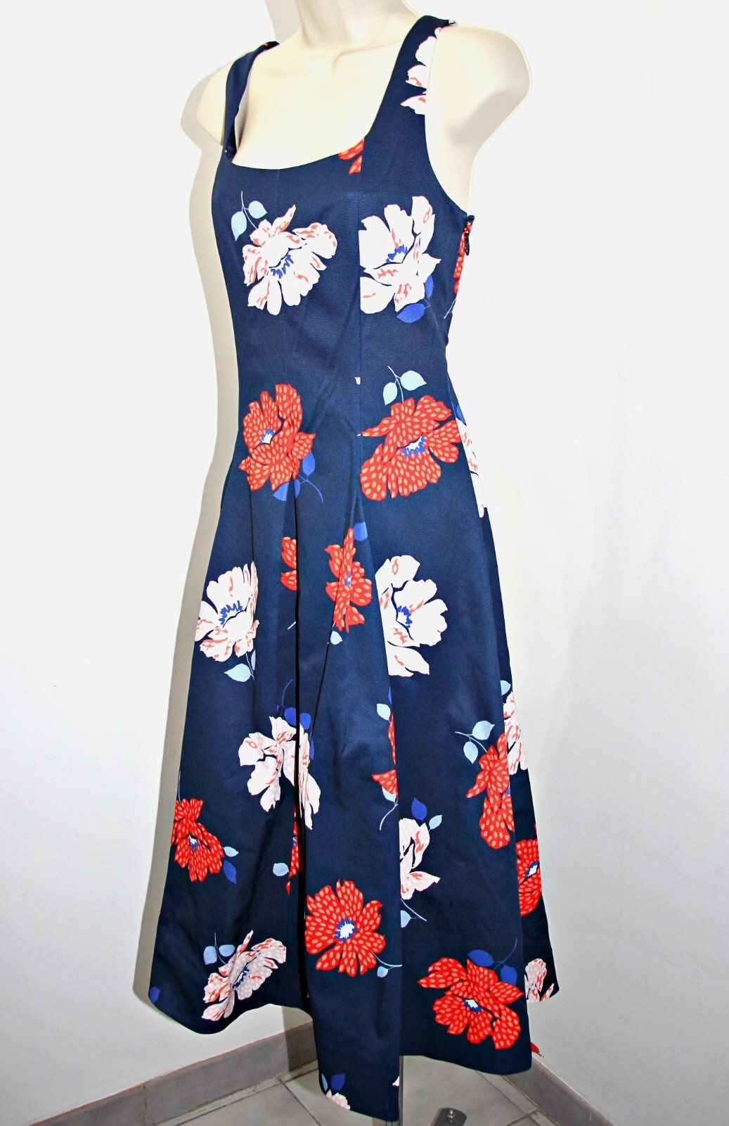 Kate Spade Dotty Floral Faille Cocktail Dress in French Navy sz 4, 6, 10 $498