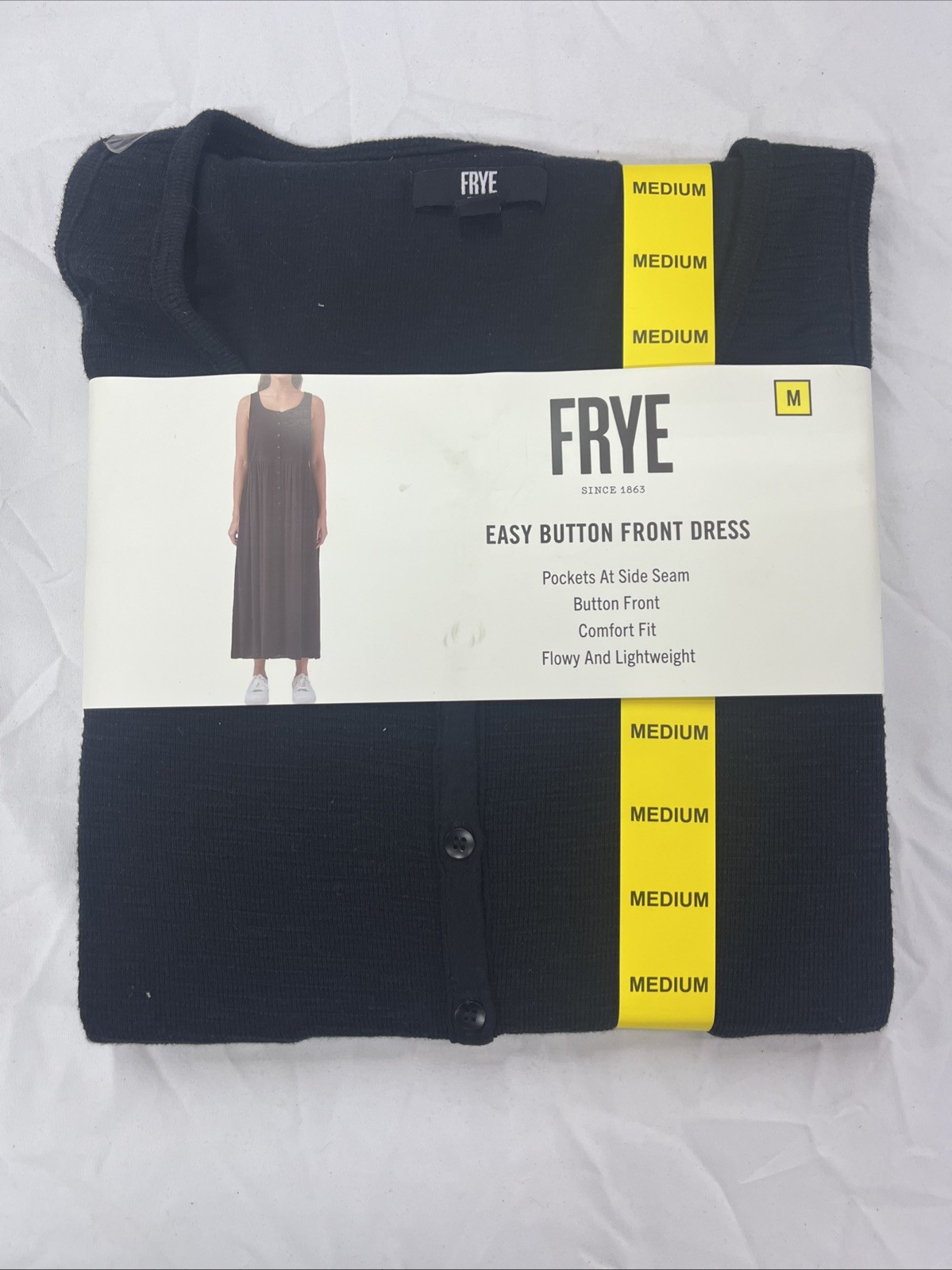 Frye Women’s Easy Button Front Side Pockets & Comfy Fit Dress Black Beauty M