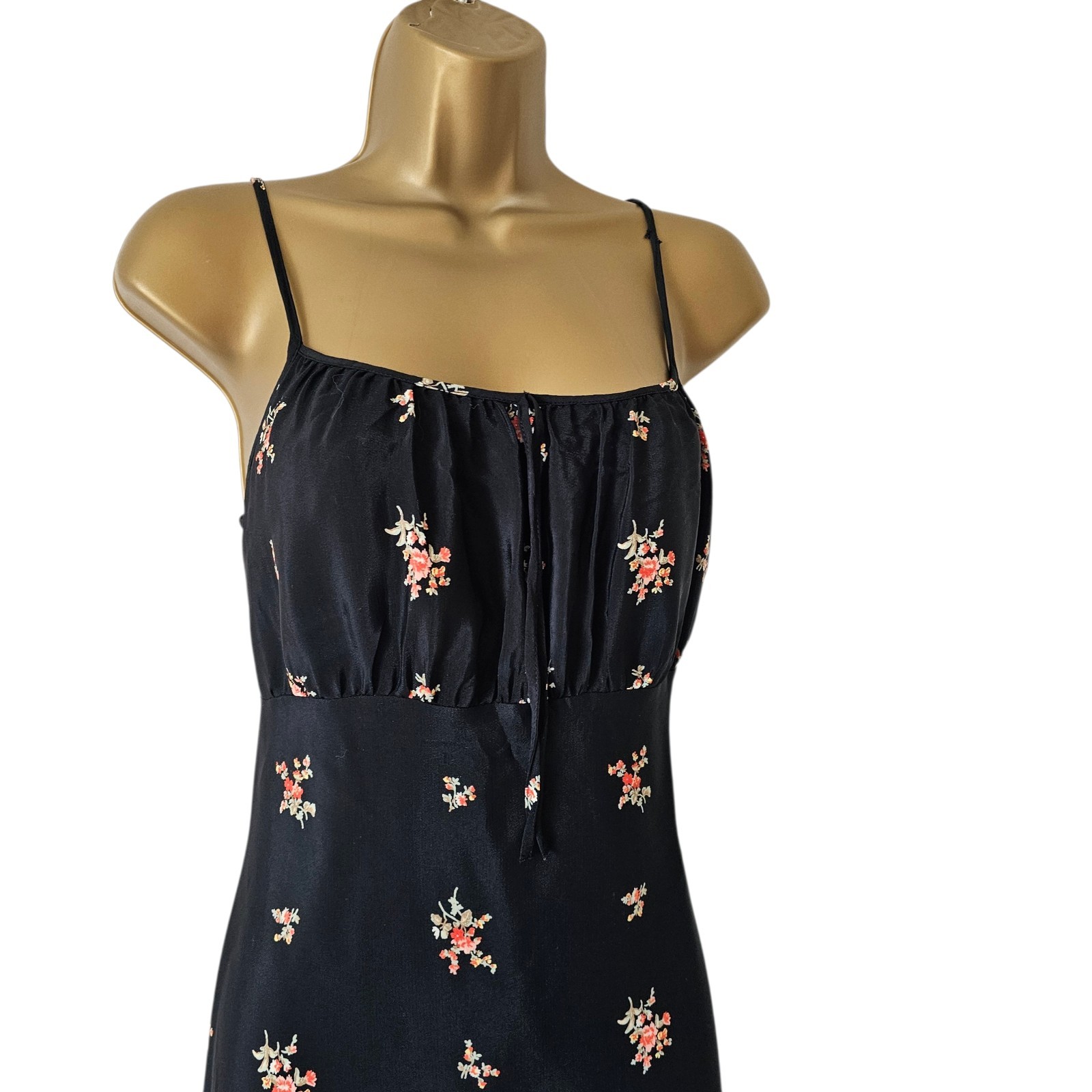 VTG Y2k Marks & Spencer black romantic floral soft grunge slip mini dress 10/12
