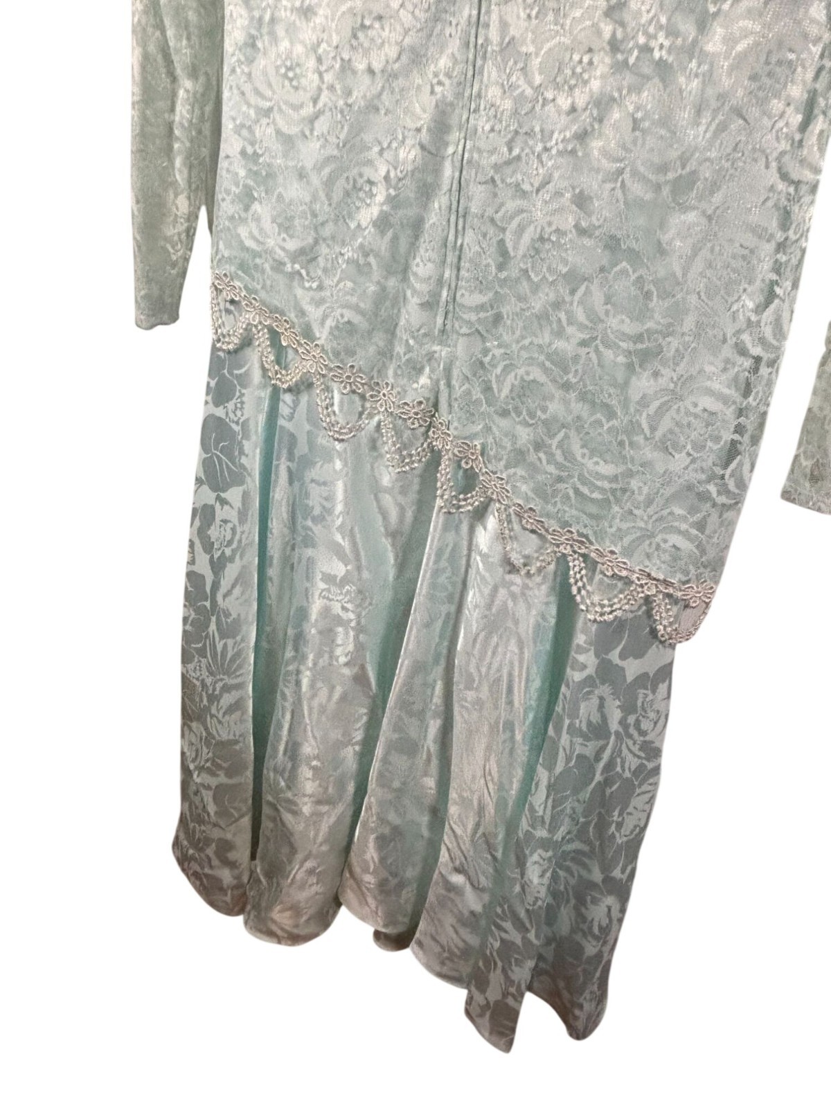 After Dark Dress Mint Green Lace Bow Beaded Size 5/6 USA Made Coquette Glam