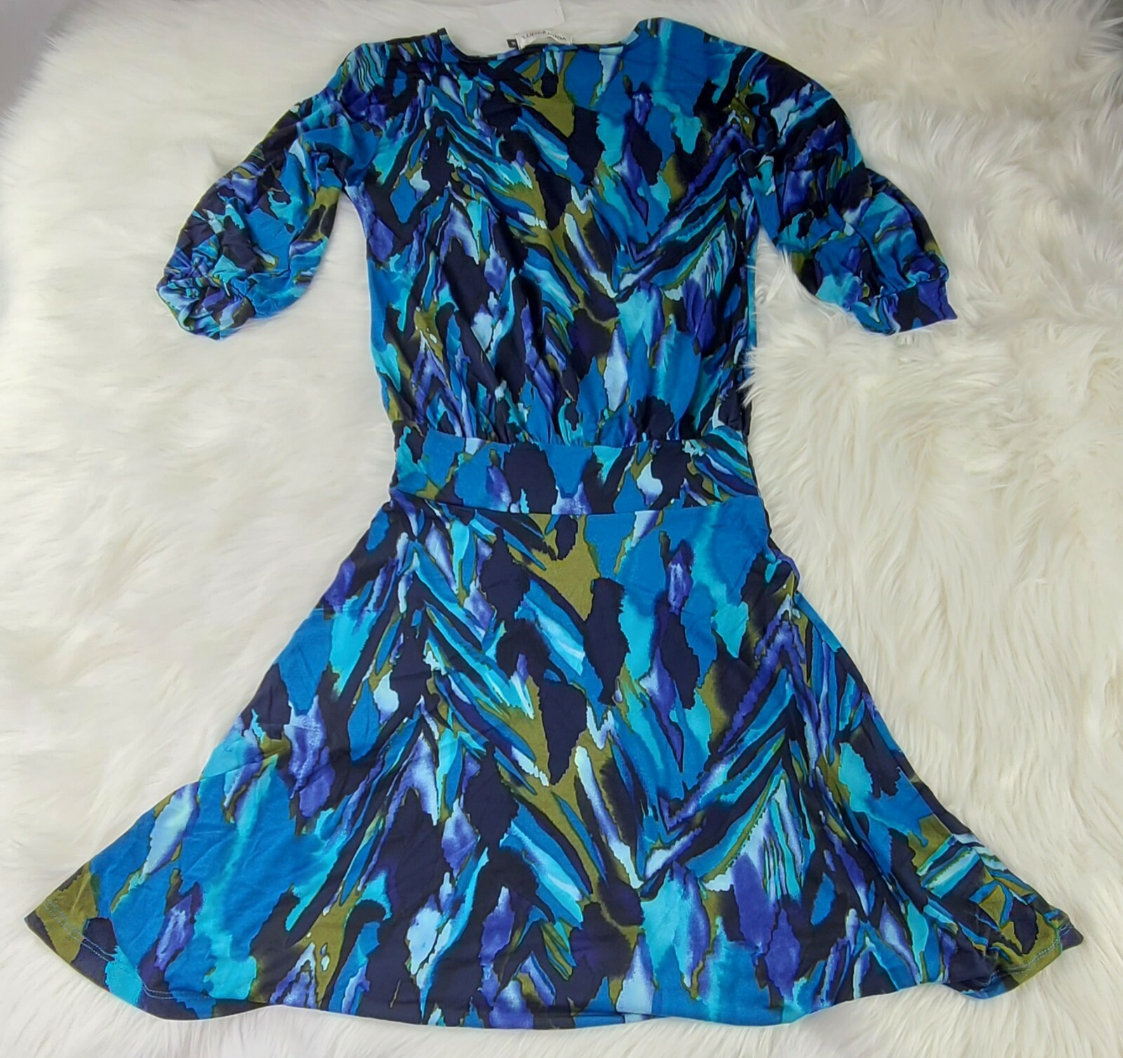Beautiful Veronica M colored multi pattern Dress SZ S PLEASE SEE MEASUREMENTS