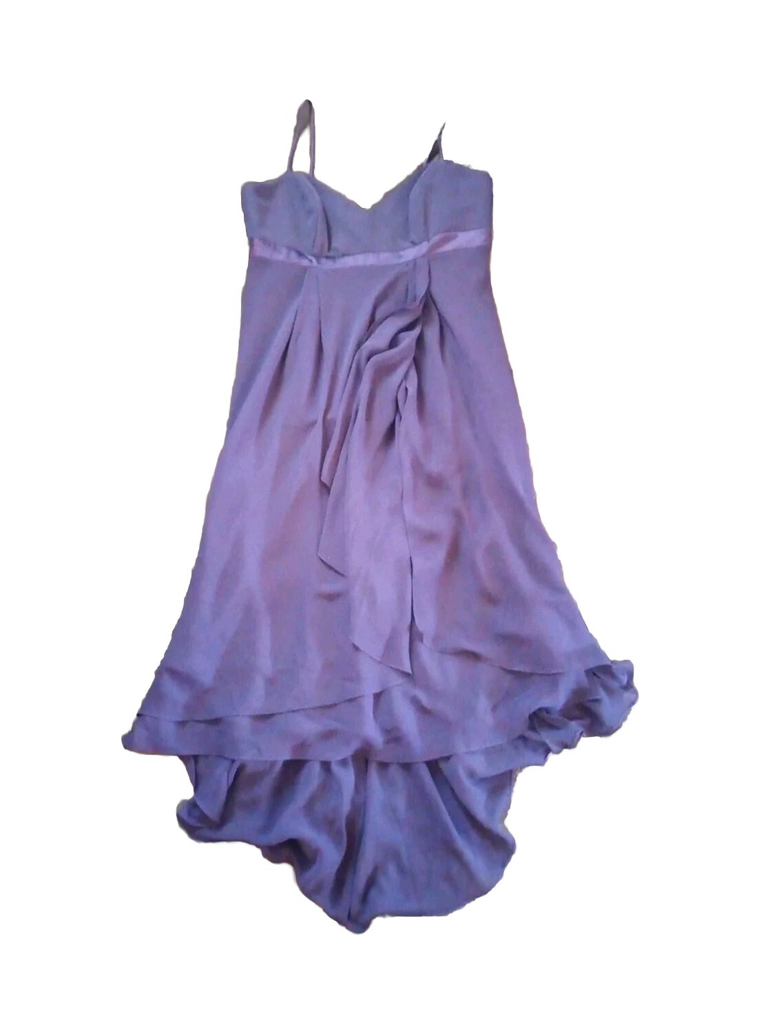 Alfred Angelo Bridesmaid Dress Purple Eggplant High Low Midi Spaghetti Strap
