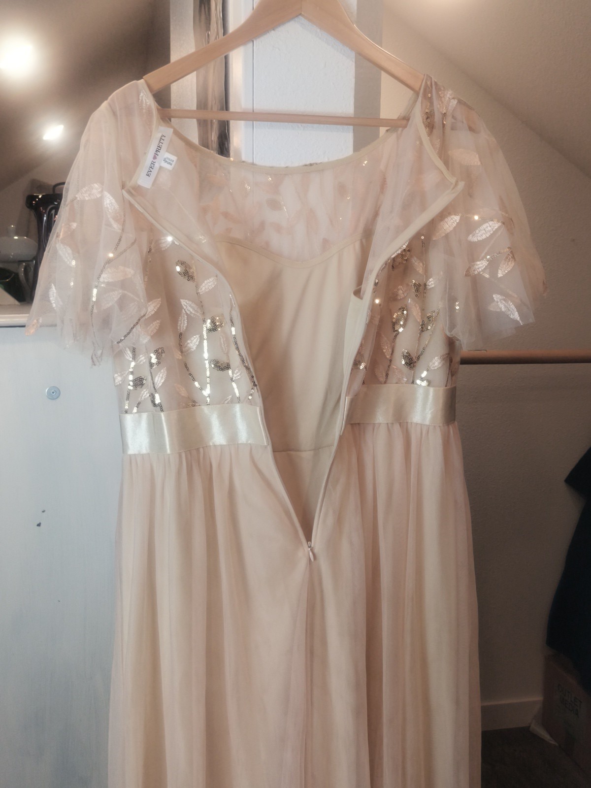 Ever Pretty Gold Sequin Floral Tulle Fairy Party Maxi Dress Bridal Glamour 4XL