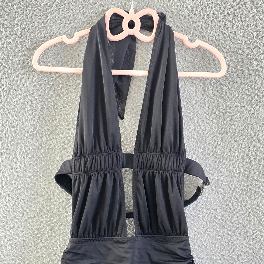 Generation Kiss Dolls Kill Mini Halter Dress Small Black Starlet Ruched Waist