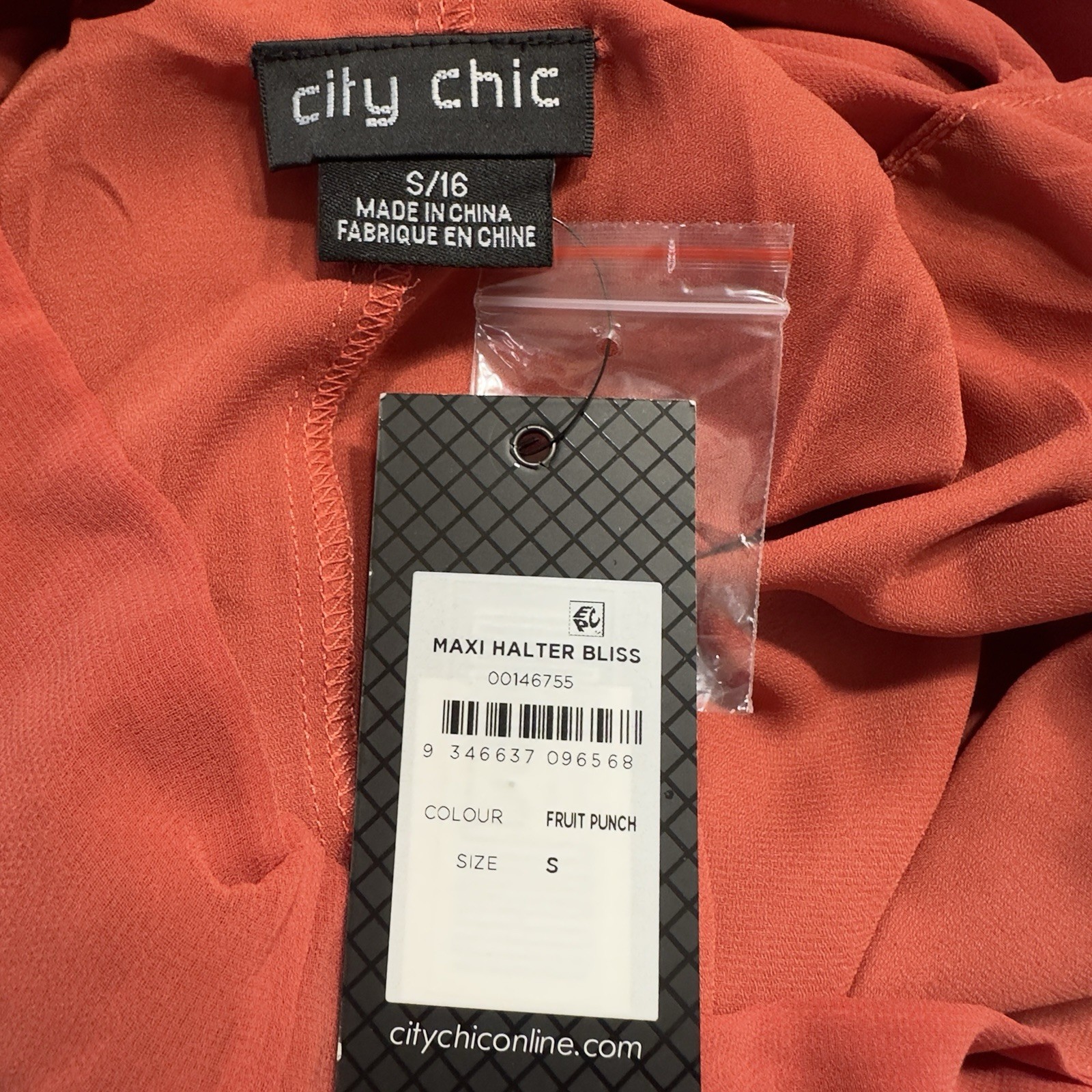 City Chic Halter Bliss Maxi Dress Size 16 Muted Burnt Orange Chiffon NWT.