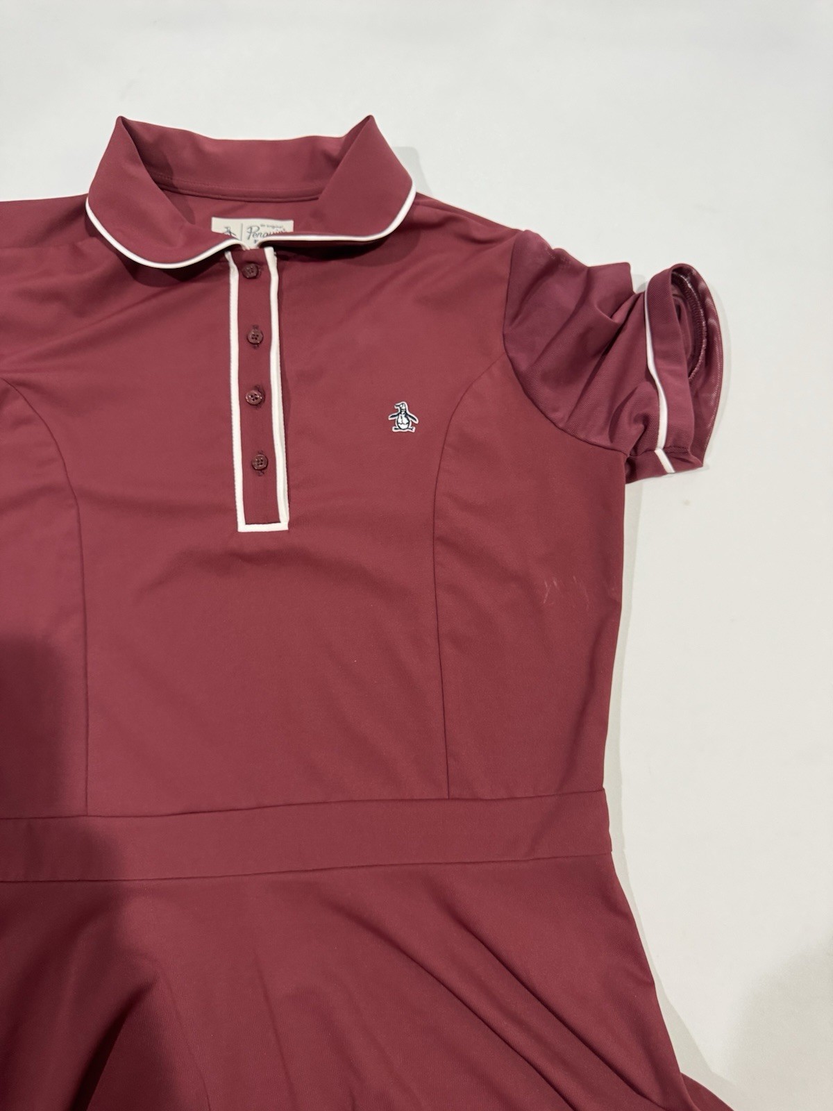 Original Penguin Burgundy Collared Golf Dress Performance Polo Tennis Dress S