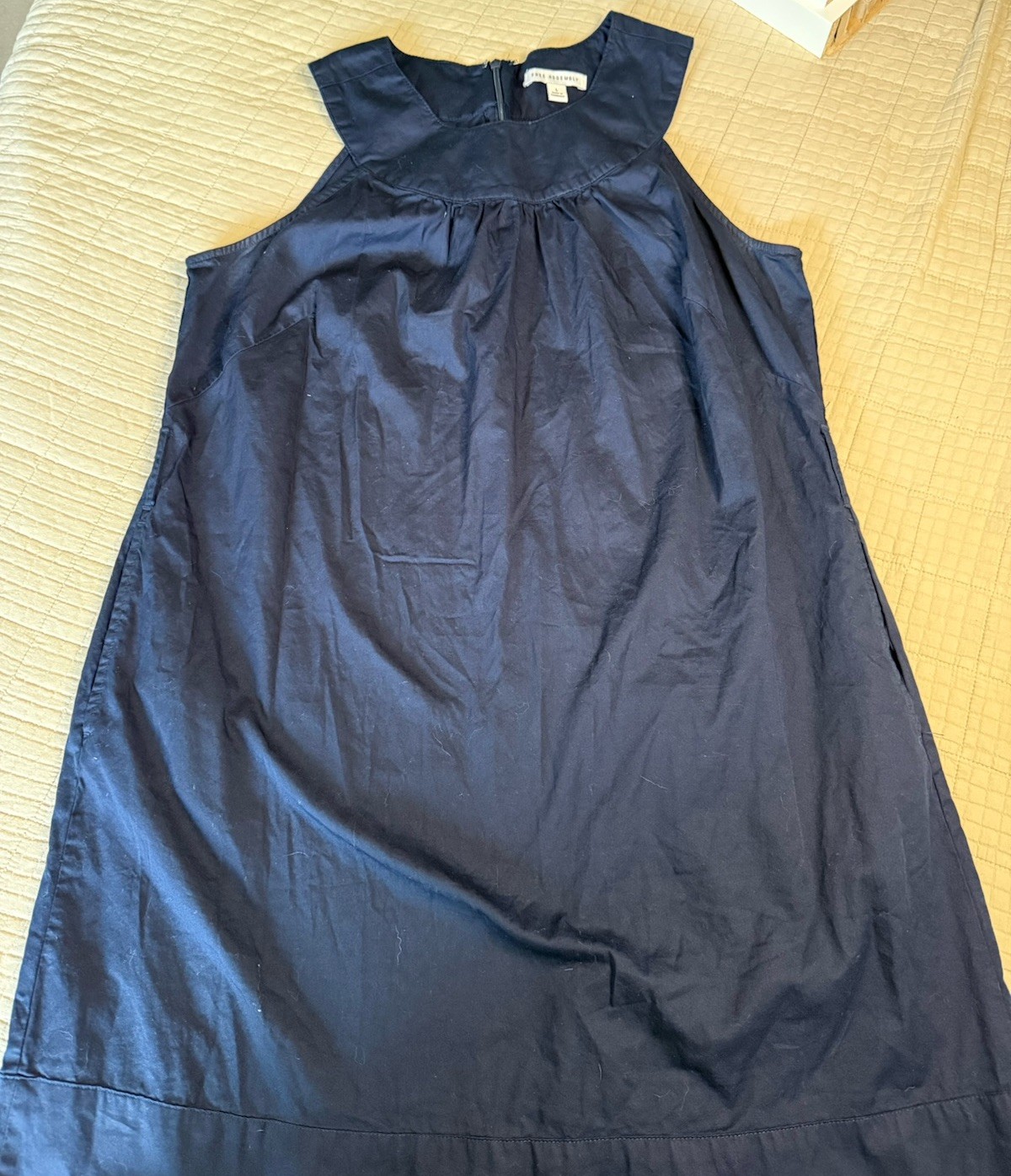 Free Assembly Large Belted Sleeveless Shift Dress Dark Blue Navy No Belt