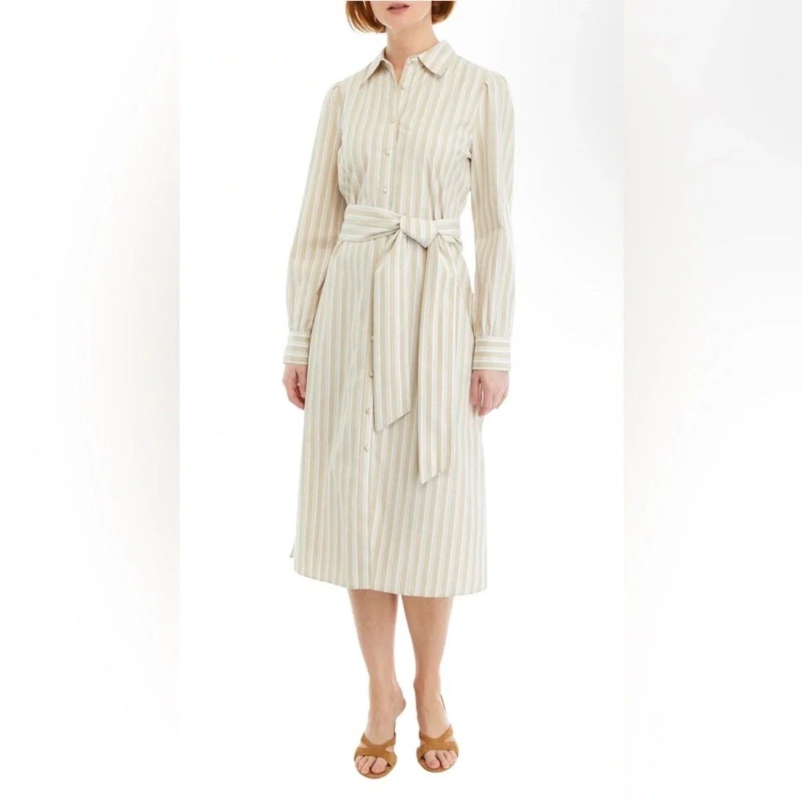 Vineyard Vines Striped Size Small Twill Midi Shirt Dress 98% cotton Preppy