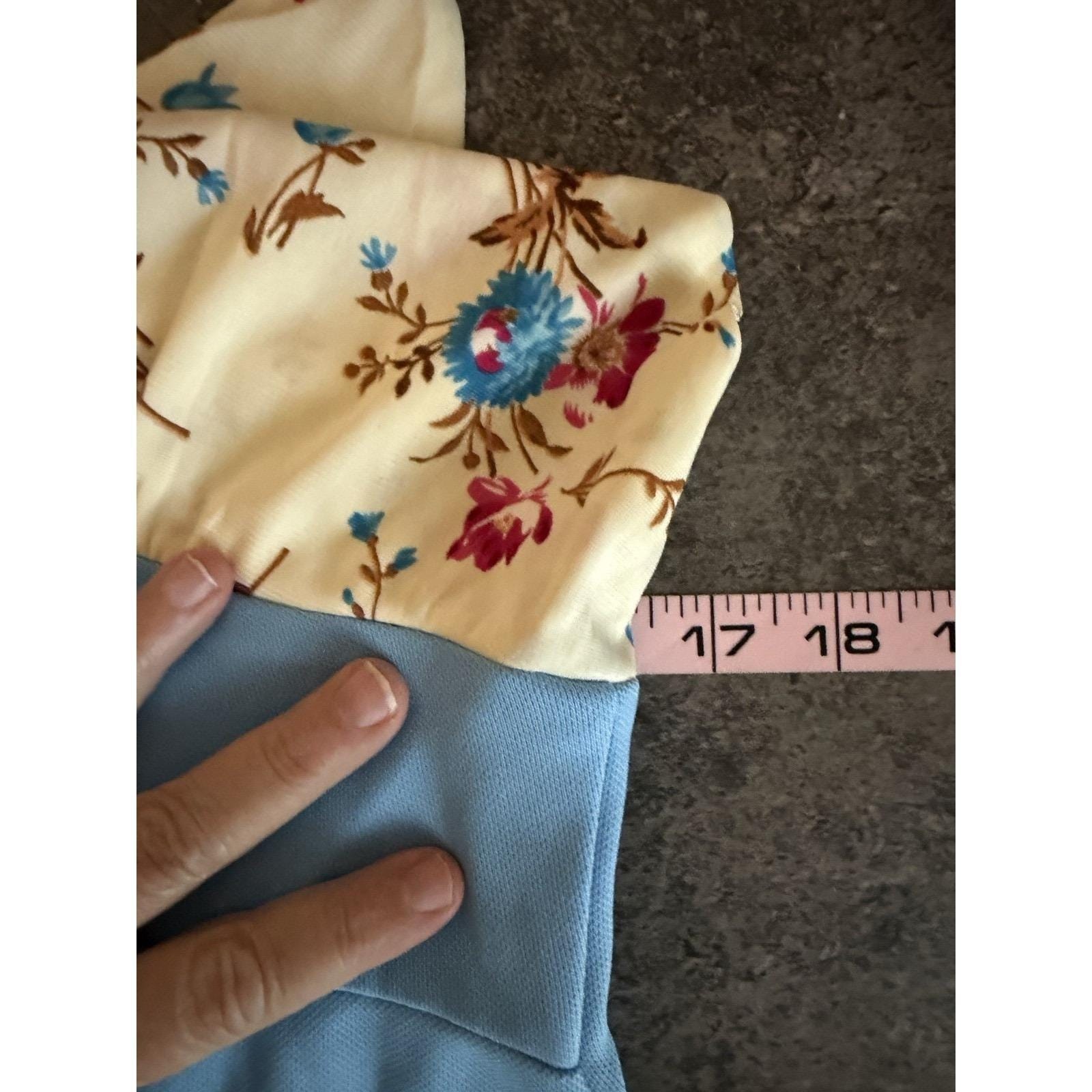 Vintage Halter Maxi Dress Jacket Set Blue Floral Formal Size 13 MCM 70s