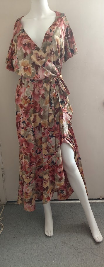 Nicole Miller New York Watercolor Floral Hi-Low midi Dress Size XL