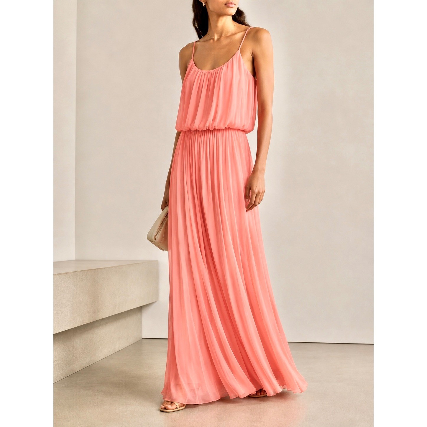 Coral Chiffon Maxi Dress | Palm Royale Country Club Chic | fairycore