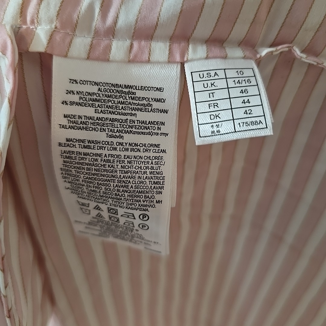 Brooks Brothers Pink White Striped Poplin Elbow Sleeve Shirt Dress Size 10