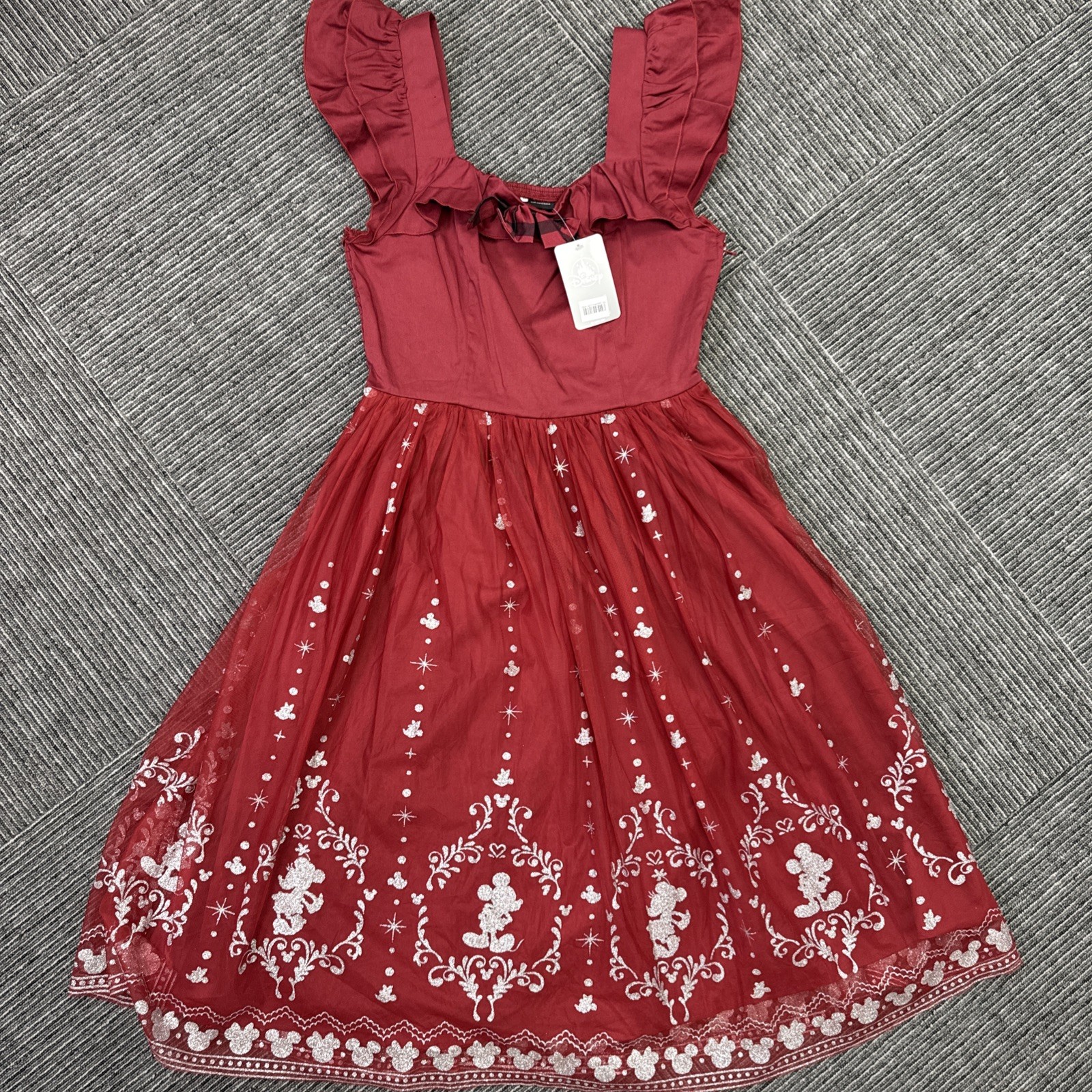 NWT! Her Universe Disney Mickey And Minnie Mouse Holiday Dress Burgundy Size M