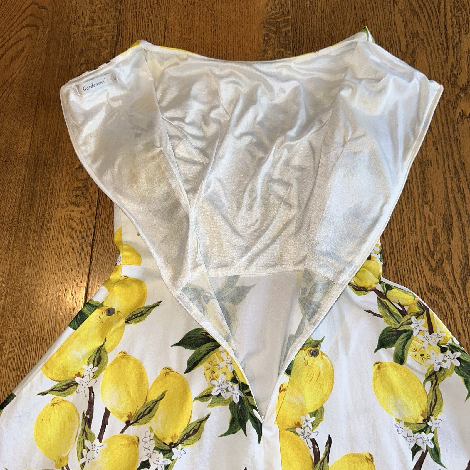 Retro Lemon Dress Medium Euro Summer Cottagecore Romantic Fit Flare Gardenwed