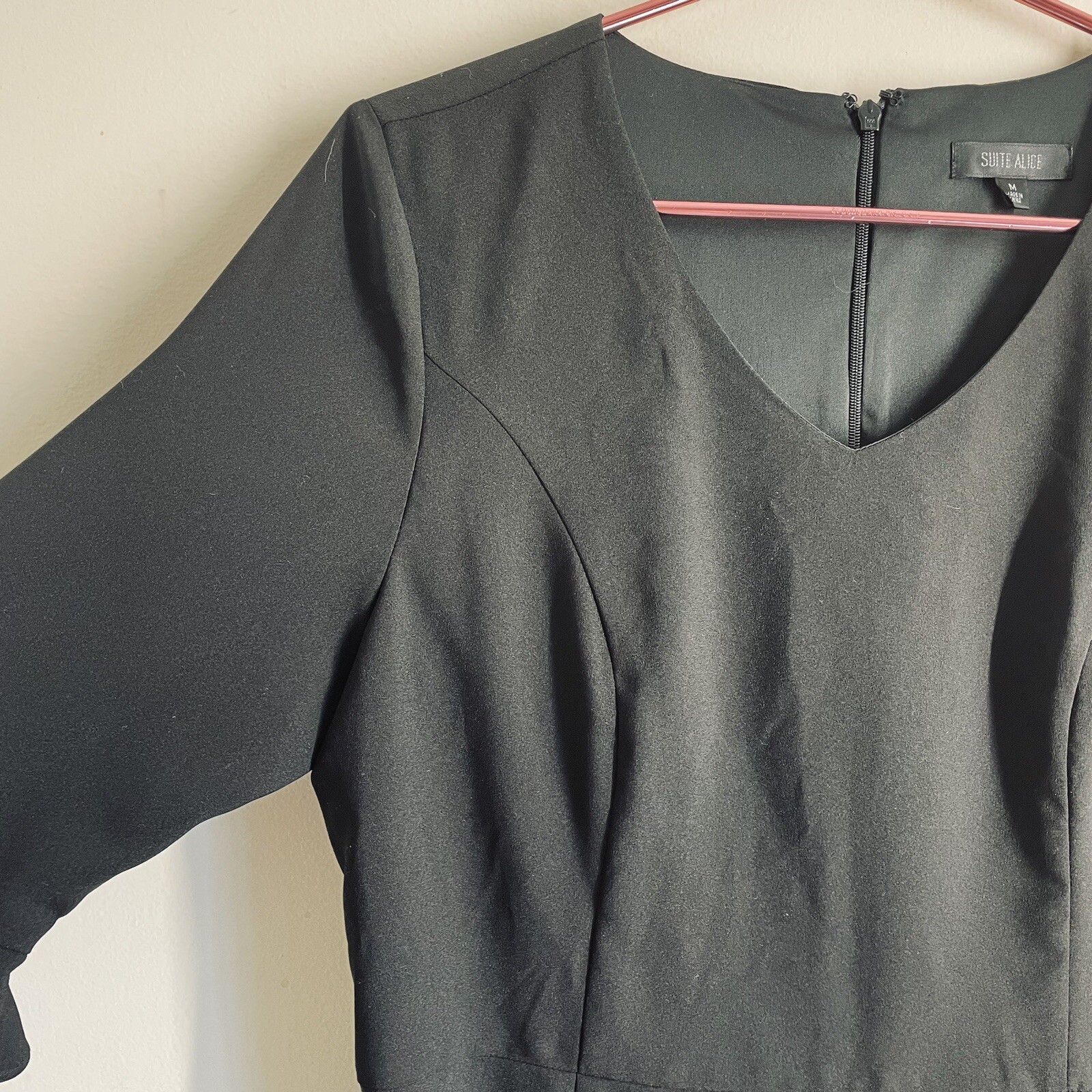Suite Alice Tailored Bell Sleeve Black Dress Size M
