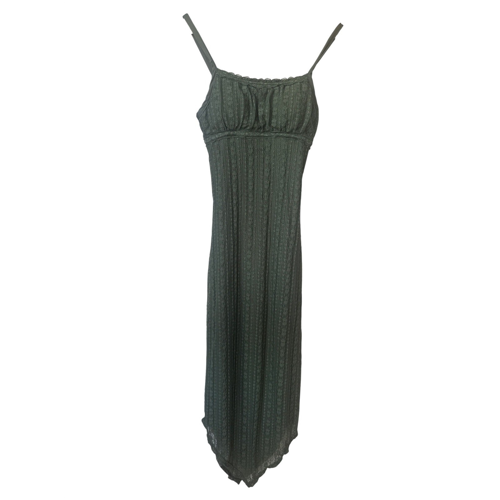 No Boundaries Y2K Crochet Babydoll Maxi Dress XXS NWT Forest Fairy Earthy Olive