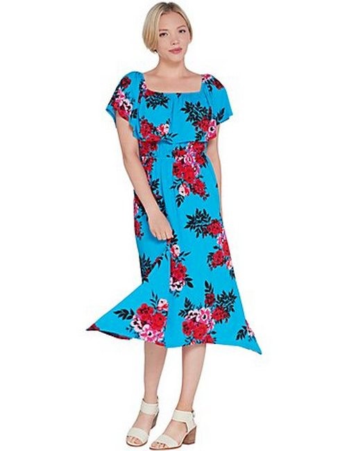 Du Jour Yellow On Off-the-Shoulder Floral Knit Dress New Sharkbite Hem