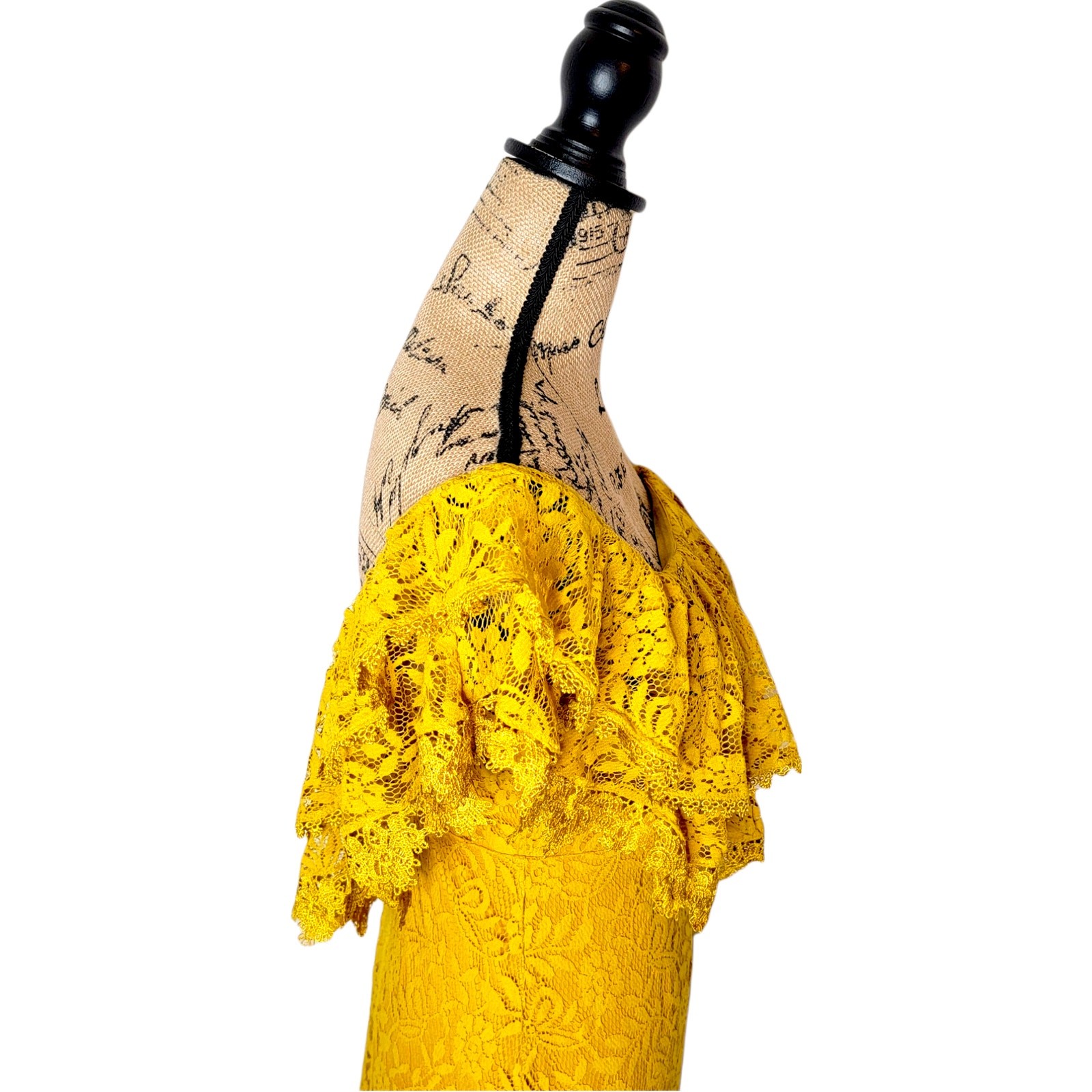 Lulus Yellow Romantic Ruffle Lace Maxi Dress Sz Small Boho Cottagecore Dramatic