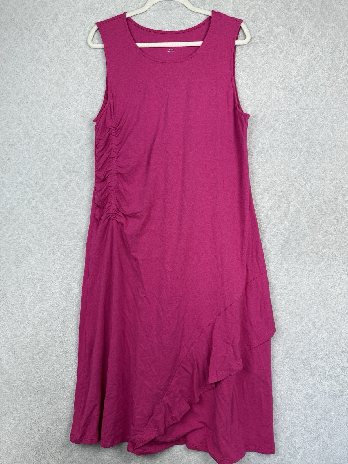 Soft Surroundings Bijou Ruched Tank Dress XL Pink Summer Stretch Ruffle Feminine