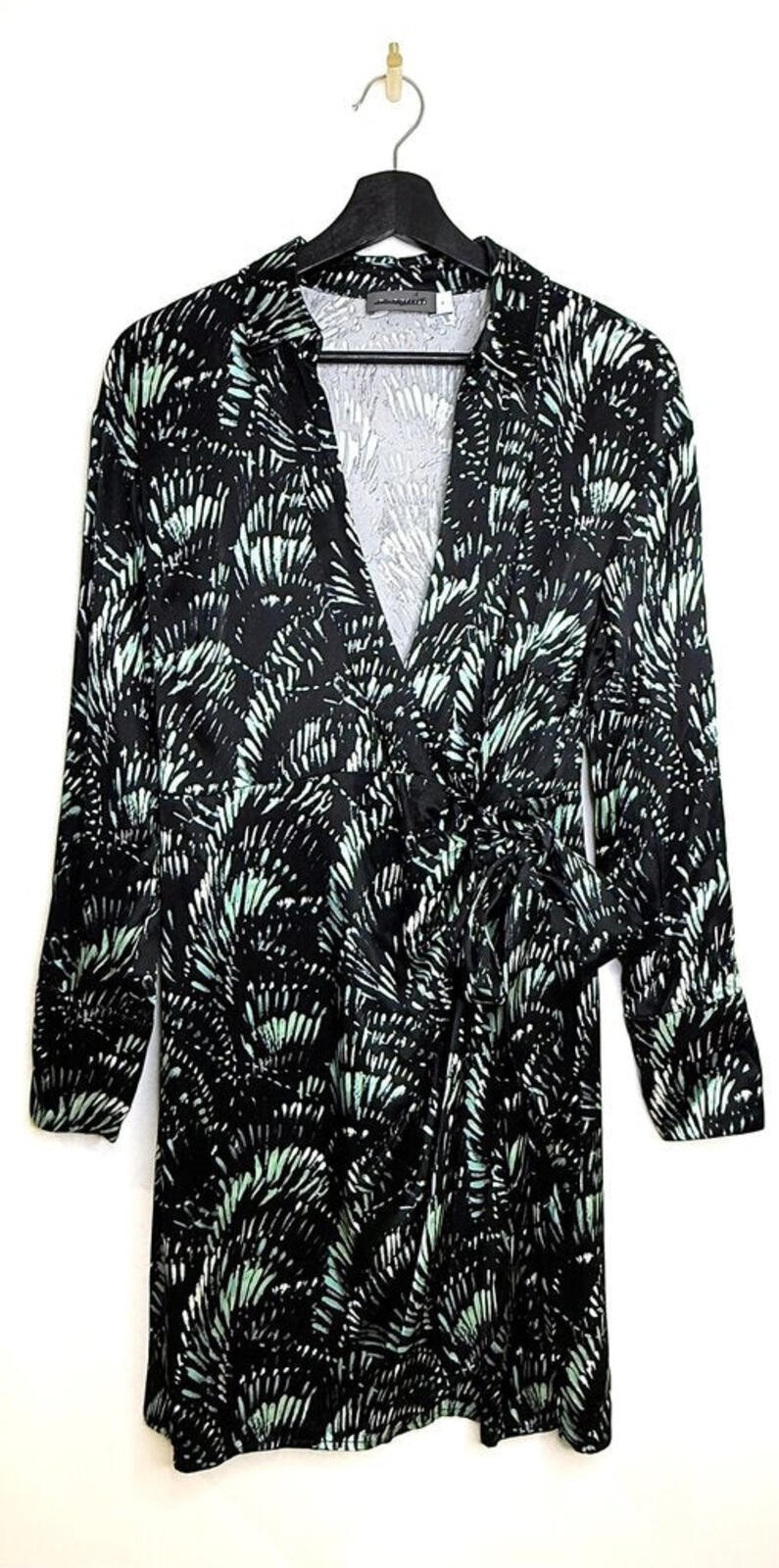 Mint Velvet Black and Mint Green Patterned Dress