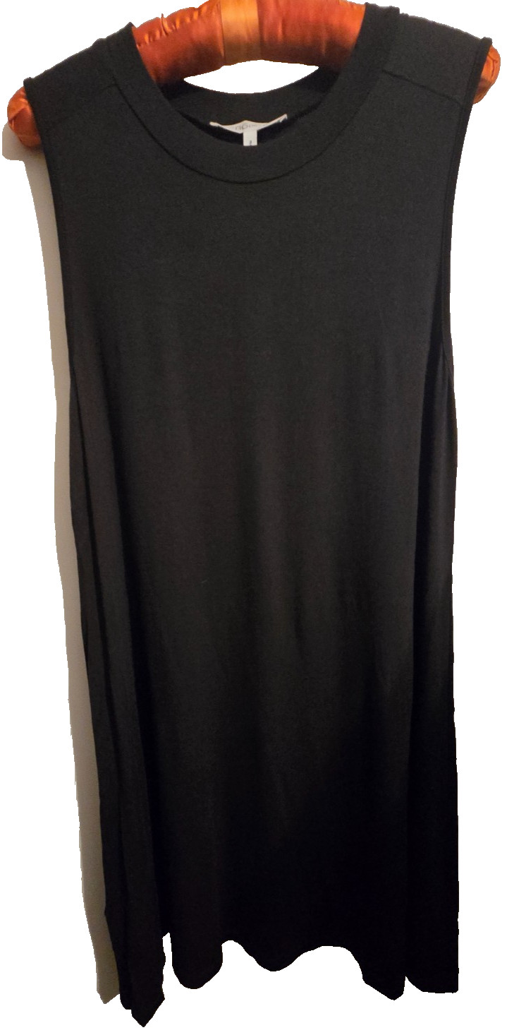 BCBGeneration Sleeveless Tank Top Dress Size L Crew Neck Midi to Maxi Drape Blak