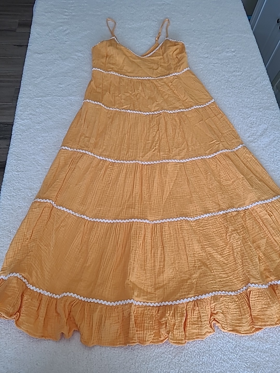 Scoop,Women Orange Dress, RicRac, Zip Side, Adjustable Strap Small(4-6)