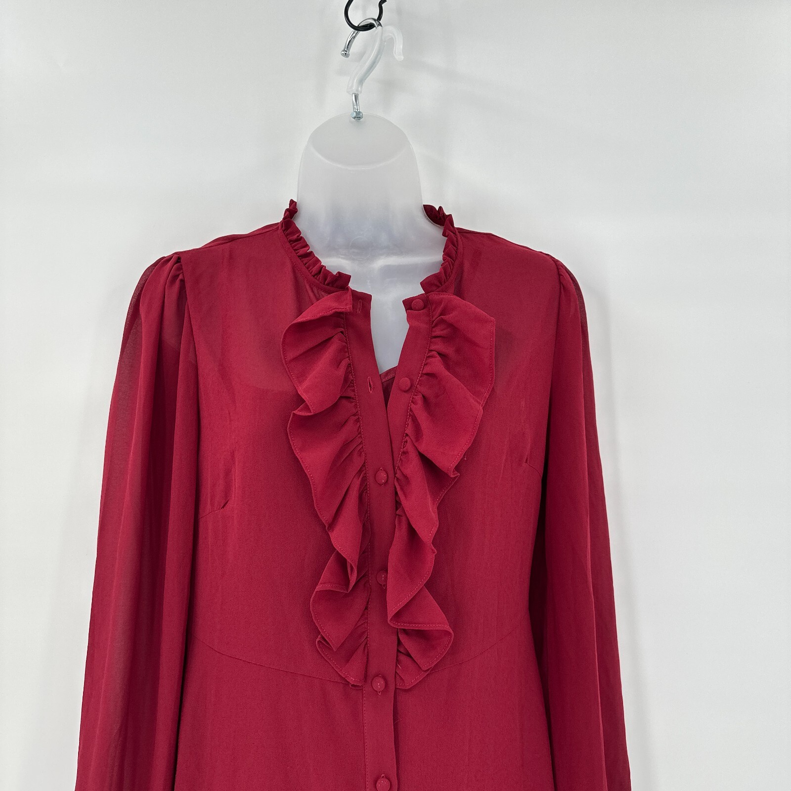 Forever 21 Burgundy Slip Dress with Sheer Jacket Small Ruffles Romantic Whimsy