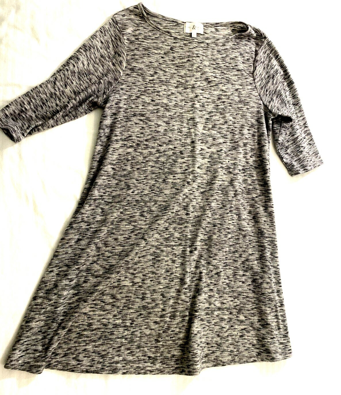 Thyme & Honey Womens Casual Sweater Dress Heathered Gray Sleeve Short Shift,L