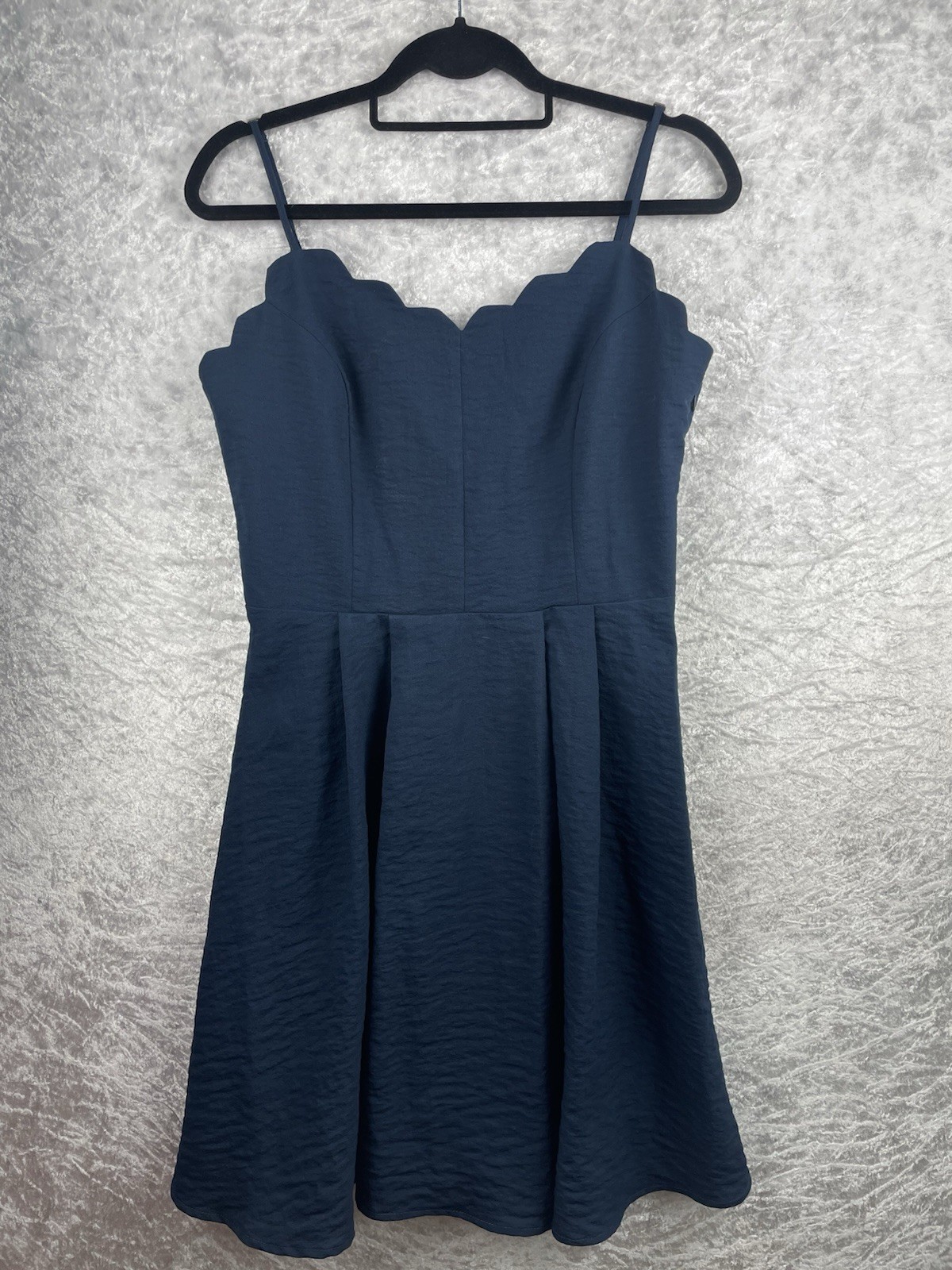 Women’s Vila Size 40 UK 12 Dark Blue Strappy Knee Length Fit Flare Summer Dress