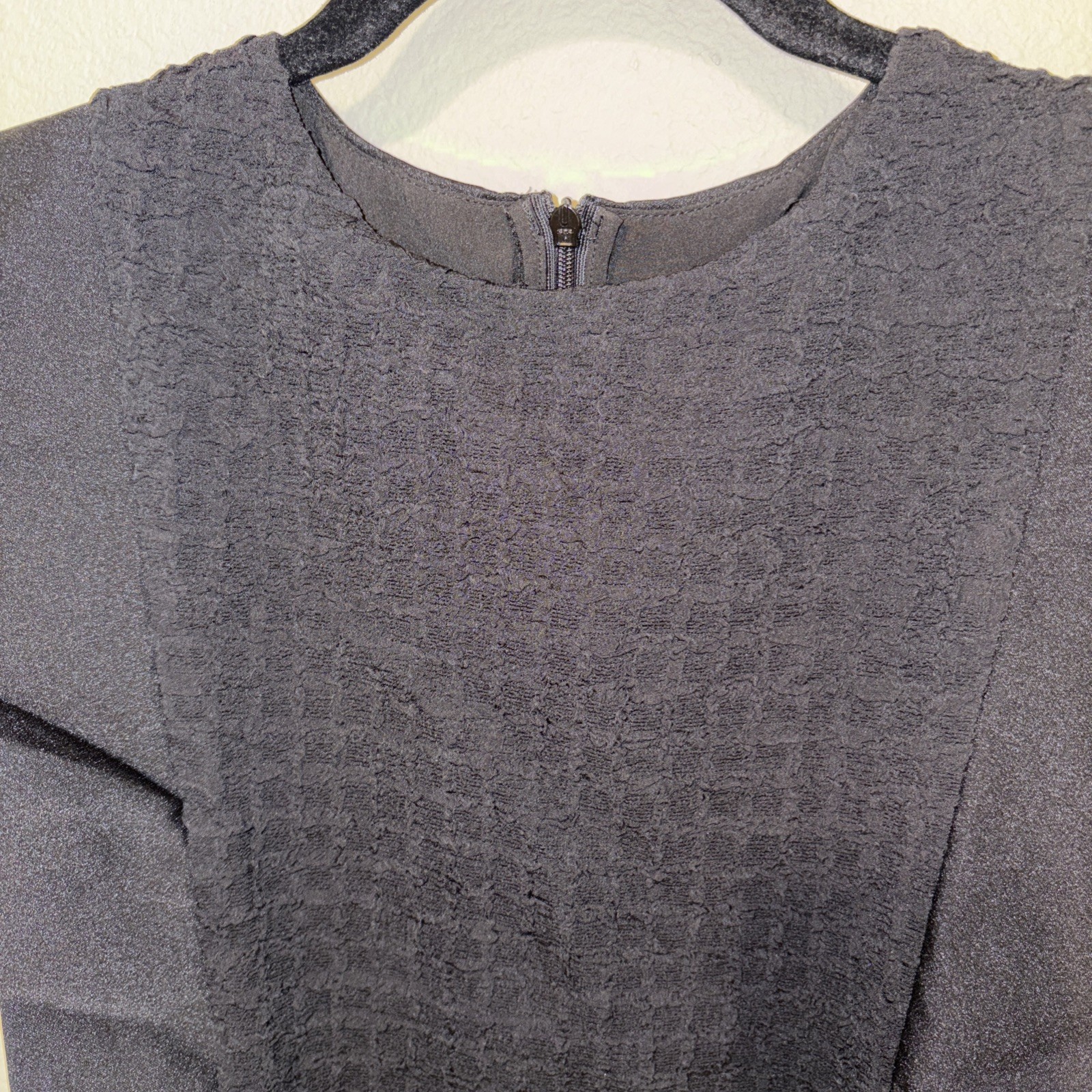 NWT! Saturday Club Peak Shoulder Layered Textured Dress Size Small Black