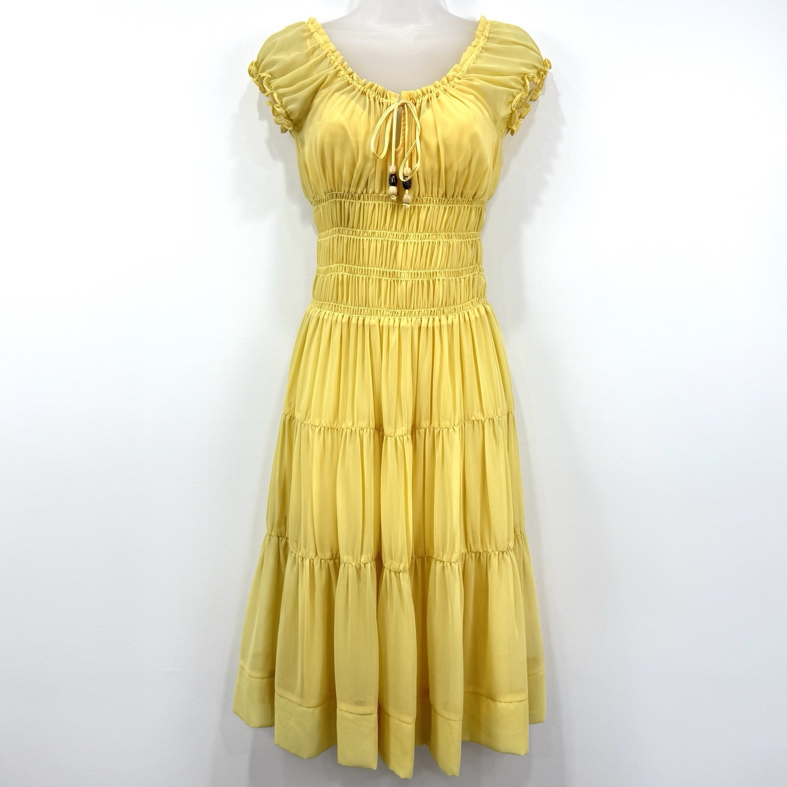 ABS Collection Dress 2 Yellow Milkmaid Coquette Babydoll Fairy Festival Gypsy