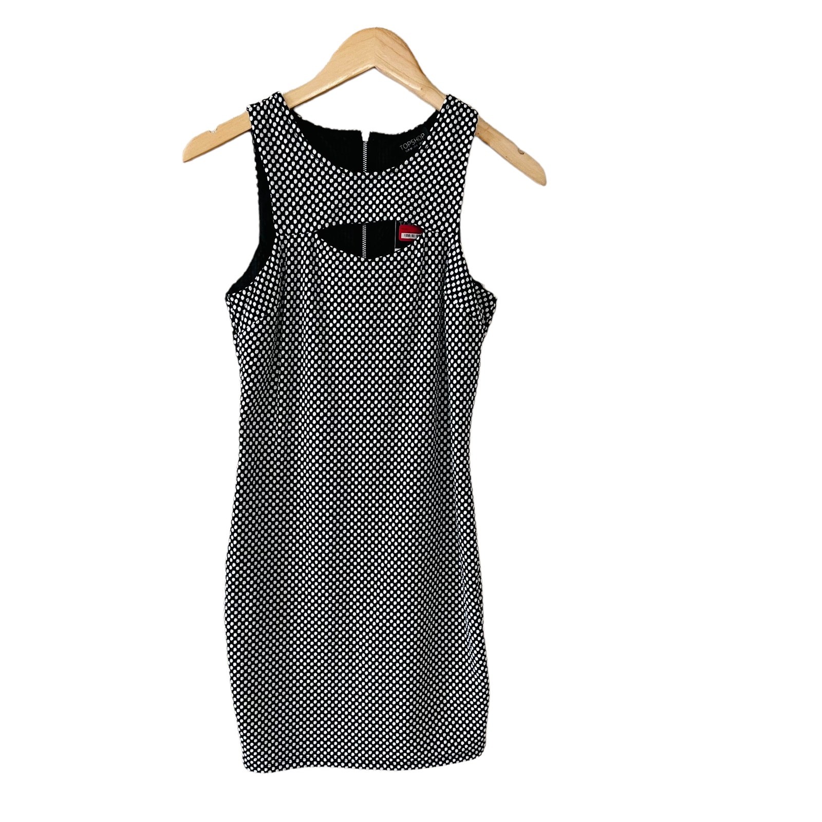 Topshop Polka Dot Cut Out Keyhole Dress Size 6 NWT Black White