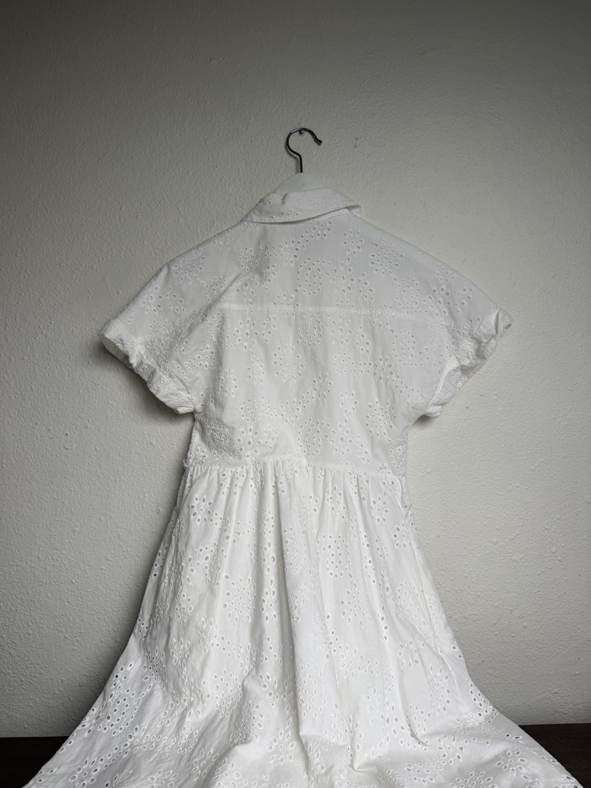 ZARA XS, NWT $129 SS25 ZW COLLECTION EMBROIDERED SHIRT DRESS ECRU | 4786/137