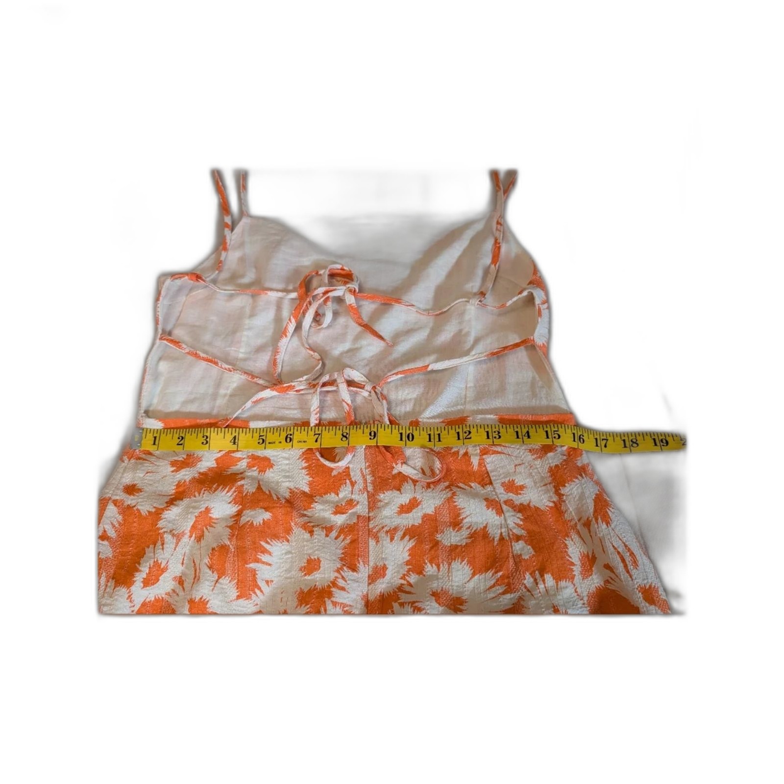Olivaceous Orange Floral Open Back Tie Mini Dress Size Large Summer Vacation