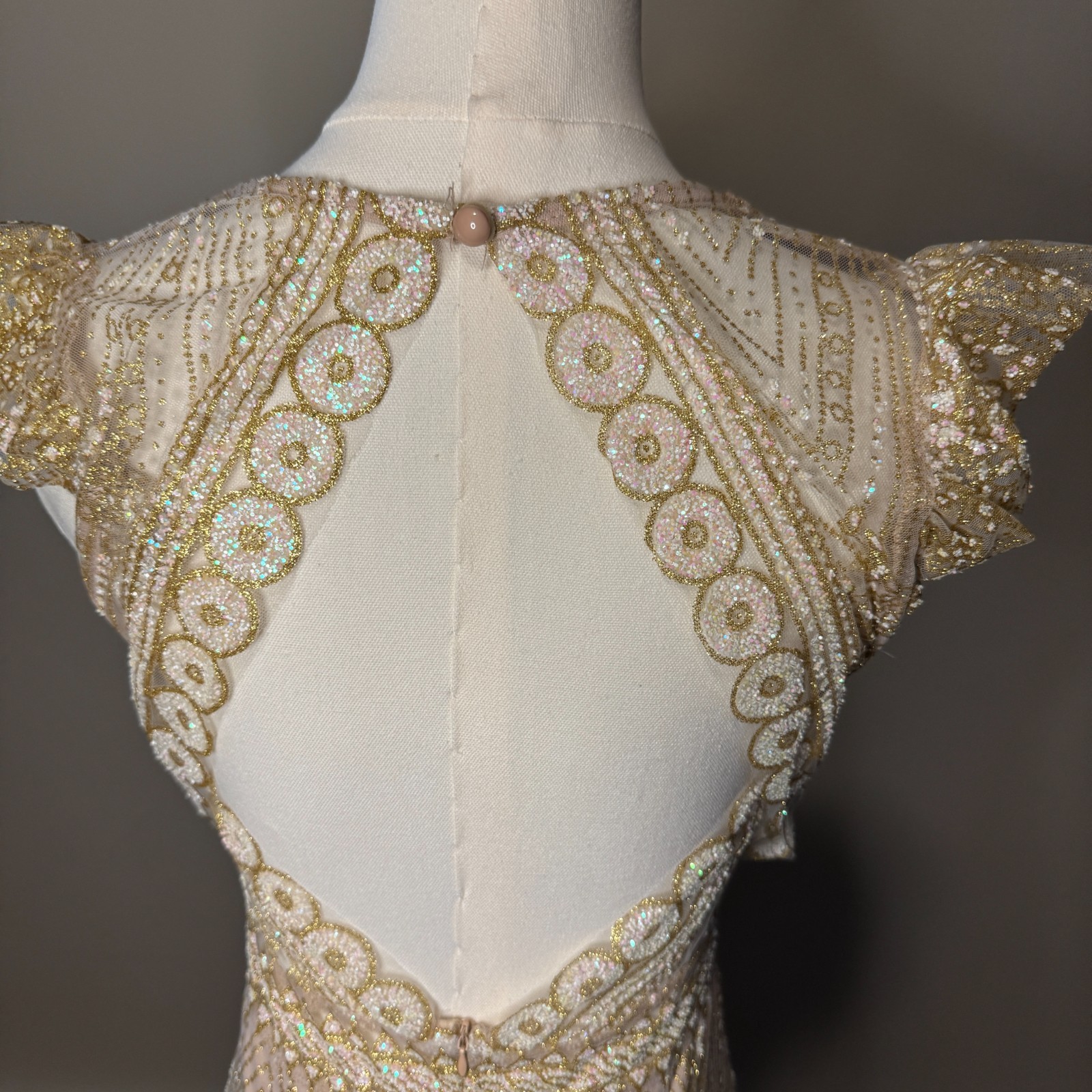 HELLO MOLLY 4 NWOT Glitter Match Me Champagne Open Back Mini Cocktail Dress