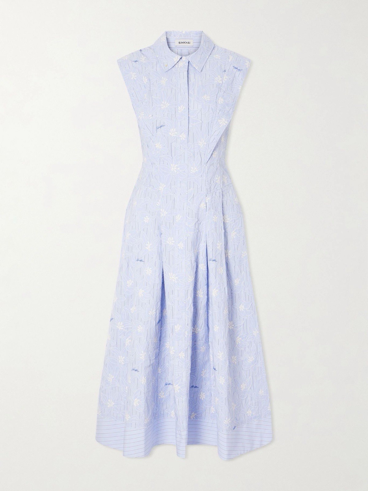 simkhai Neri embroidered striped cotton-poplin midi dress $960 Size 6