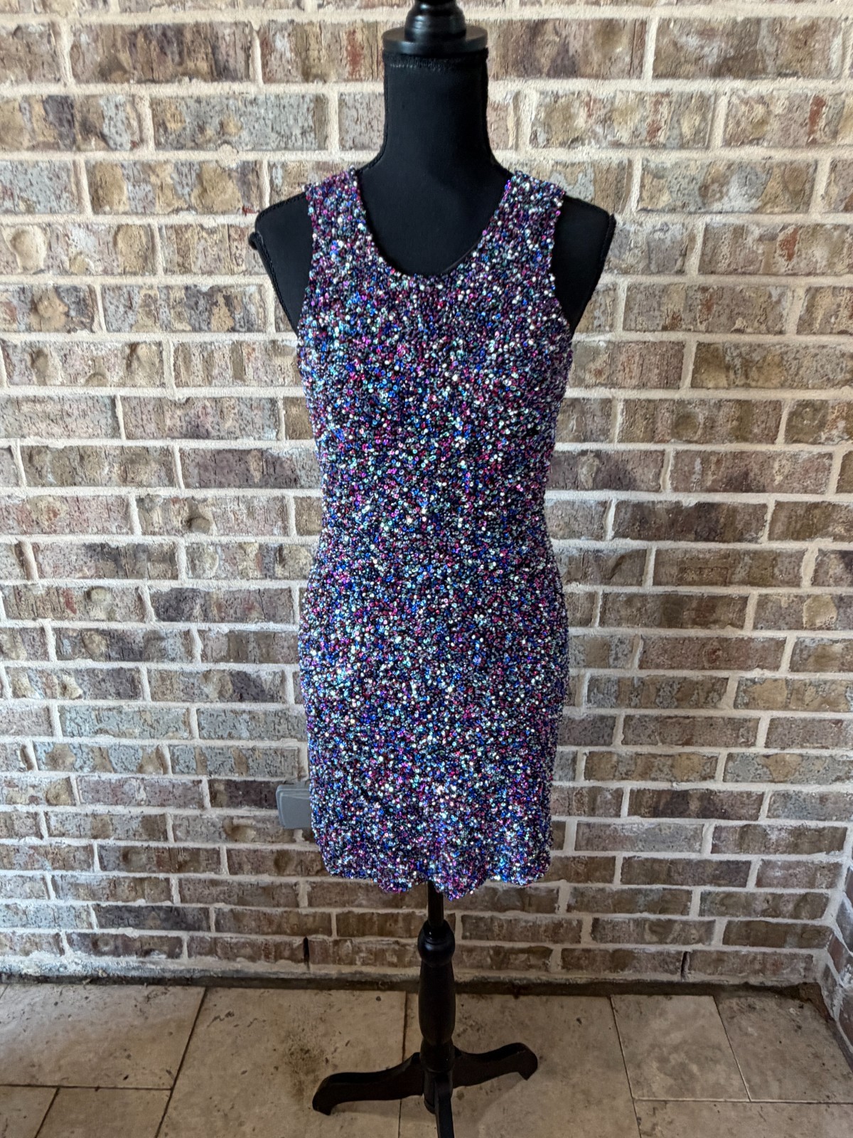 PARKER sequin-embellished mini cocktail dress multi-color size small sleeveless