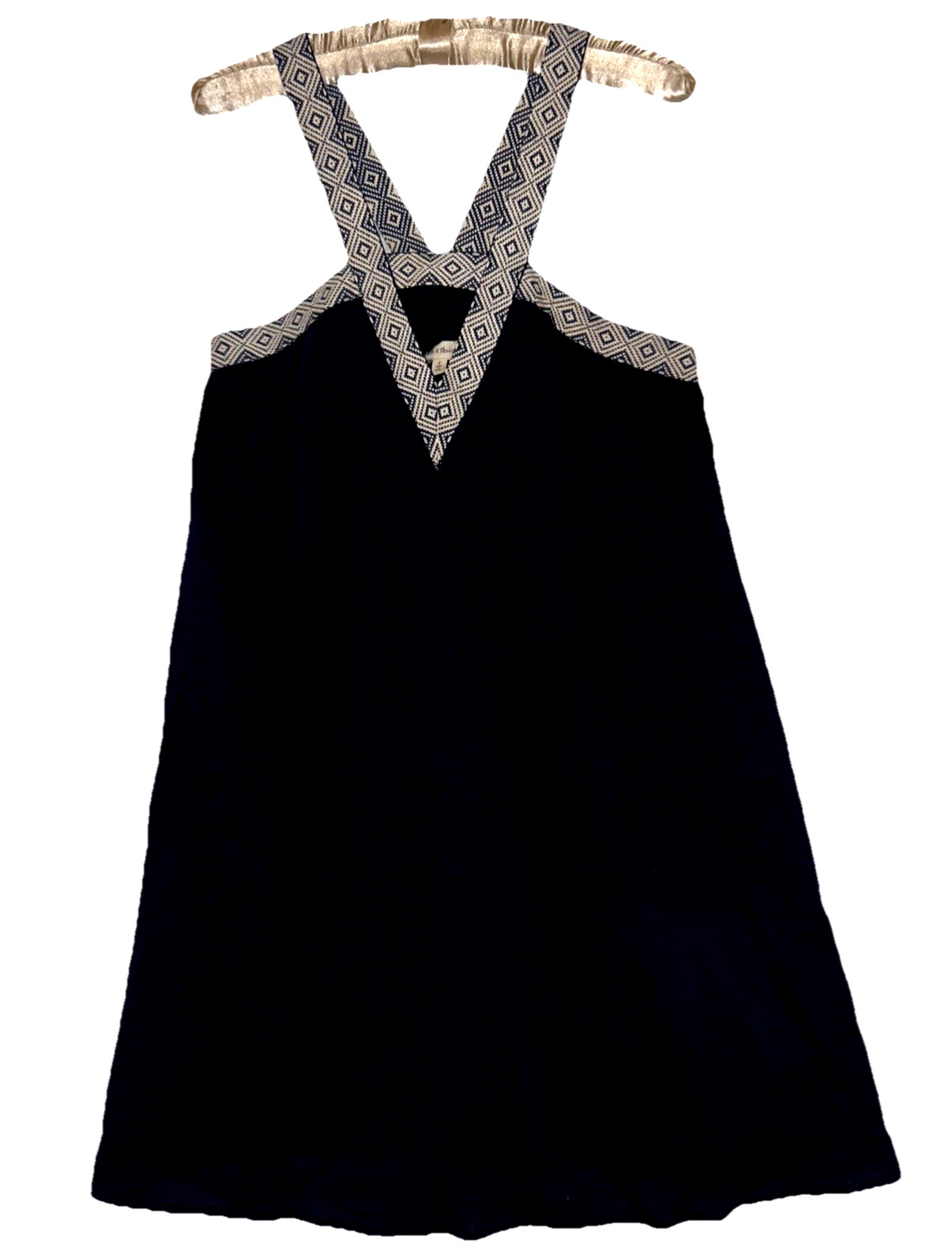 Hem & Thread Dress S Navy Blue Flowy Rayon A-line Boho Strappy Vacation Sundress