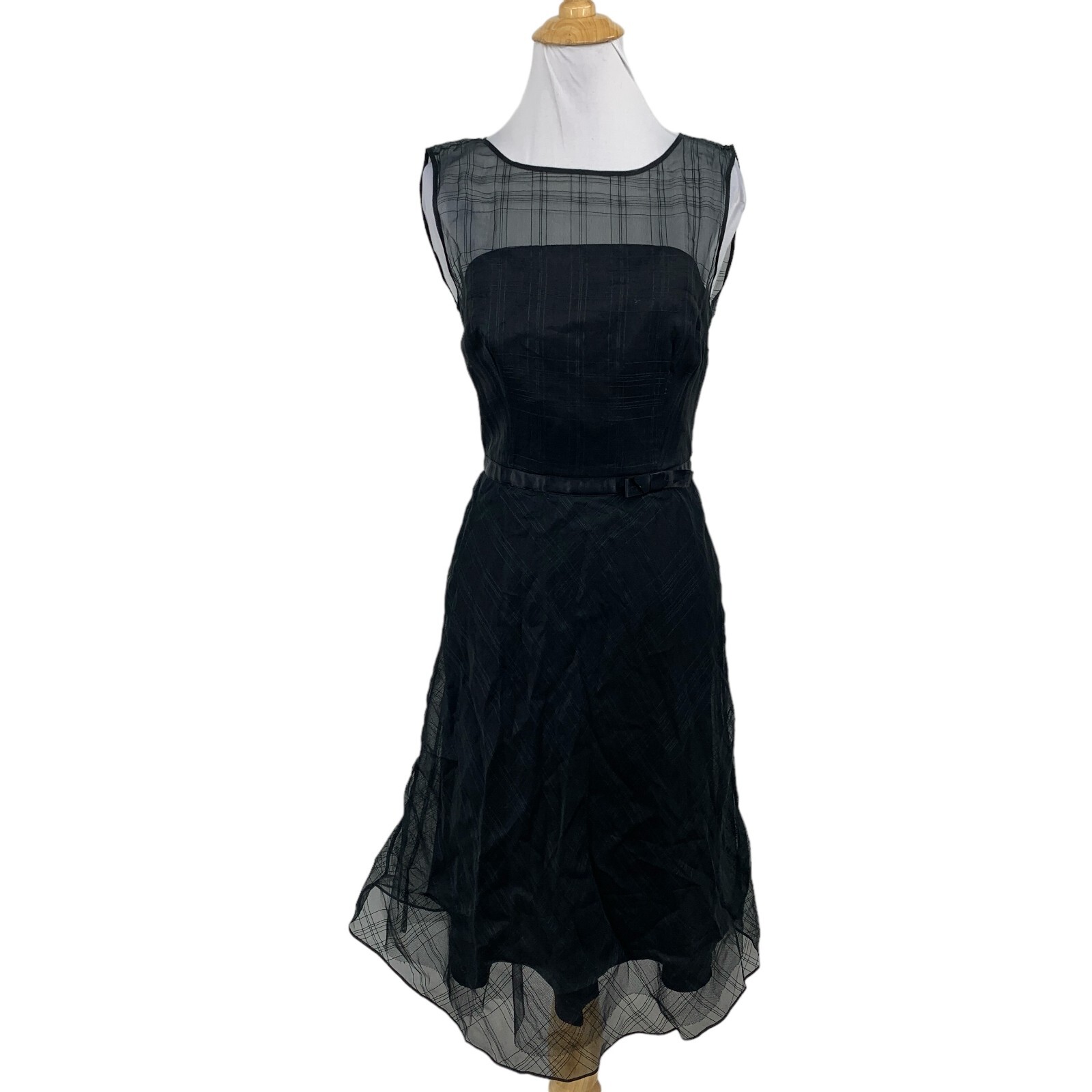 Express Dress Womens 6 Black Silk Illusion Lace Tulle Sheer Top Bodice Cocktail