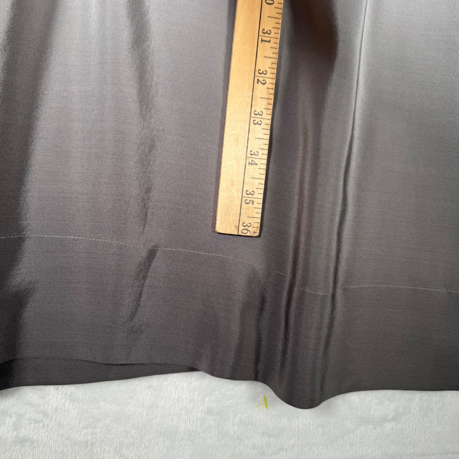 Matty M 100% Silk Ombre Gradient Empire Waist V-Neck Midi Dress Cream Grey Large