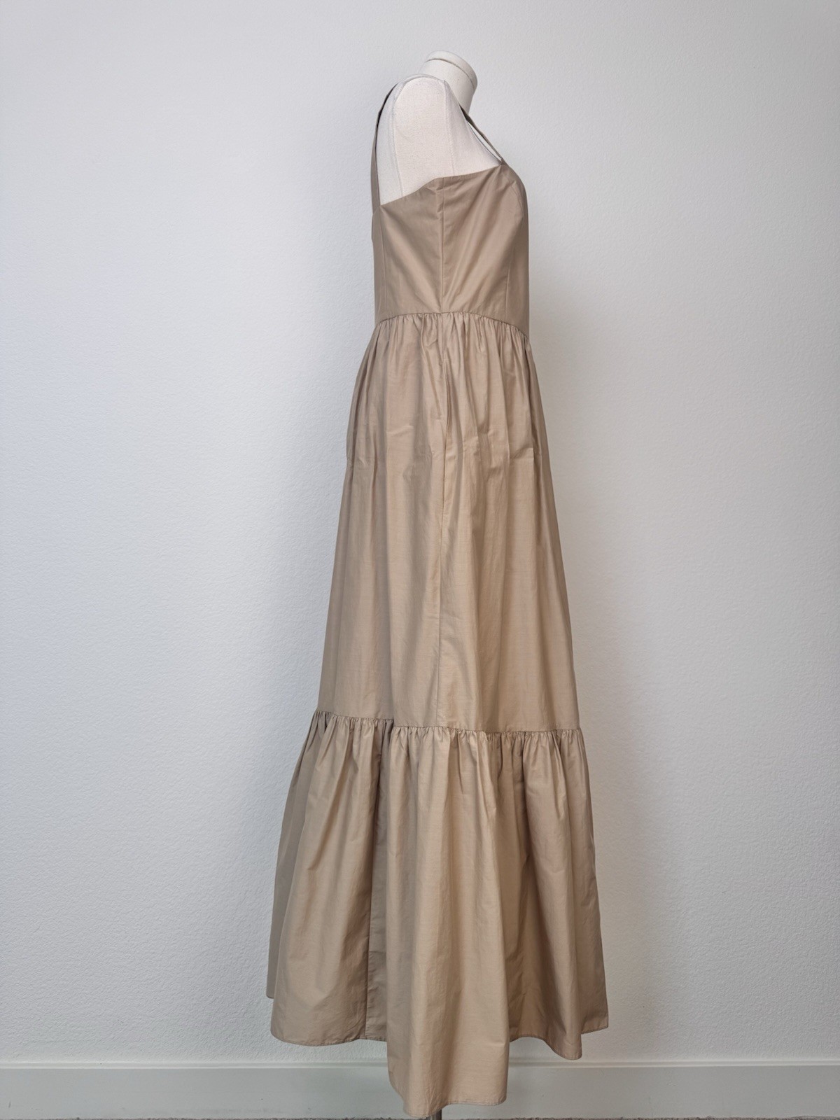 NEW Theory Womens Cotton Blend Tan Sleeveless Tiered Maxi Dress Size 6