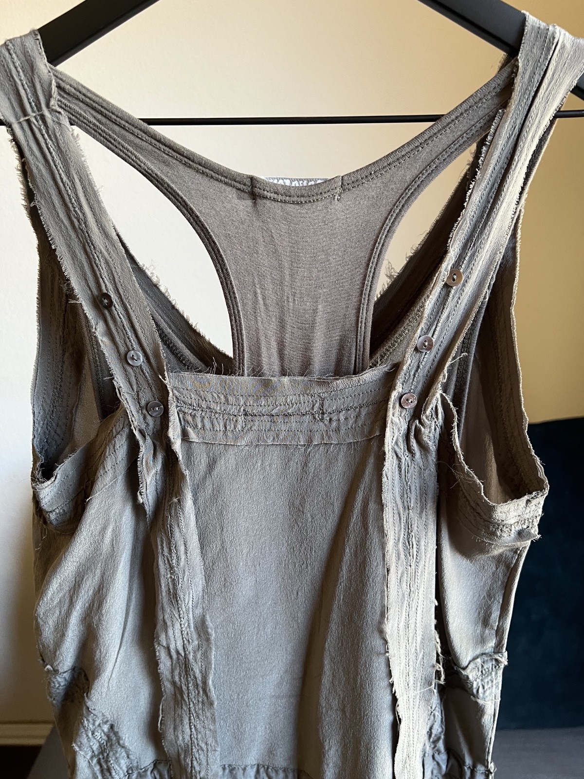Monoreno Sleeves Army Green Silk Drawstring Boho Dress Size M