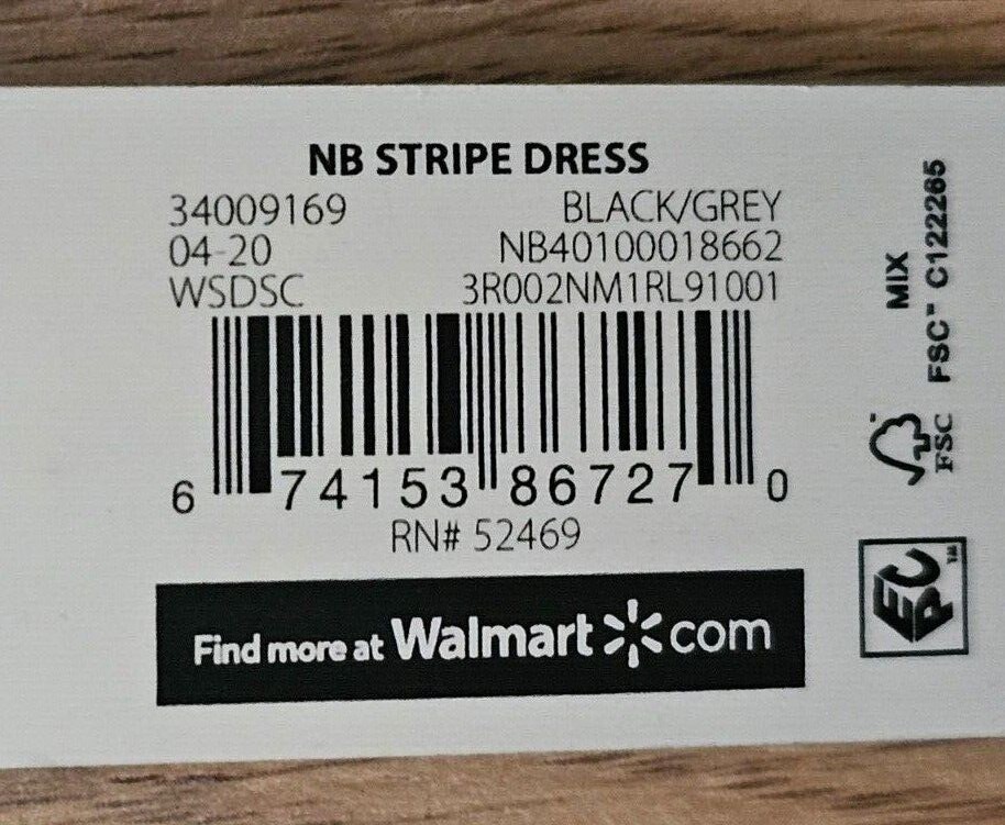 No Boundaries Half Sleeve Black/Grey & White Stripe Dress NWT Various Sizes