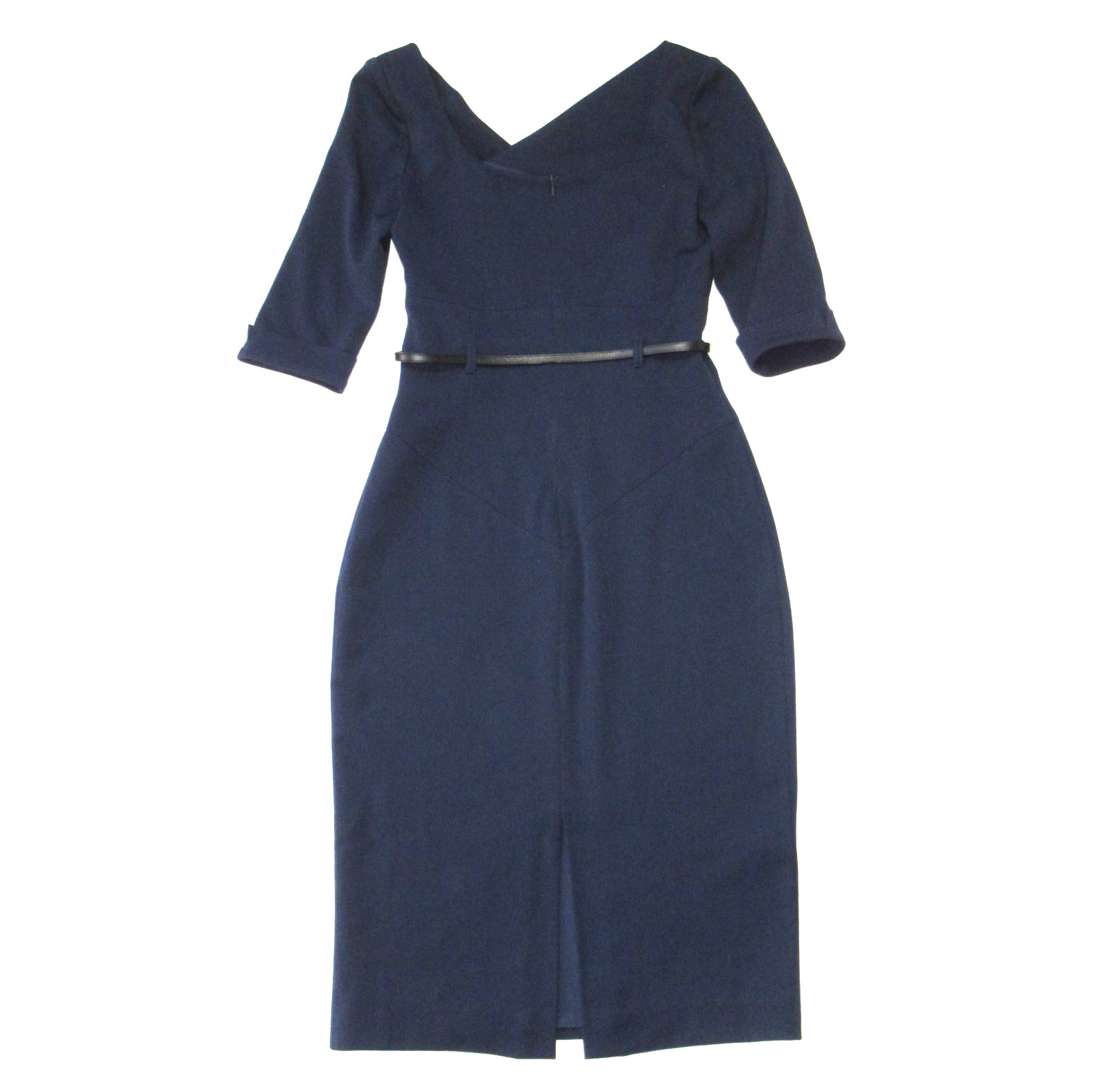 NWT Black Halo Jackie O in Eclipse Stretch Gabardine Belted Sheath Dress 2 $390