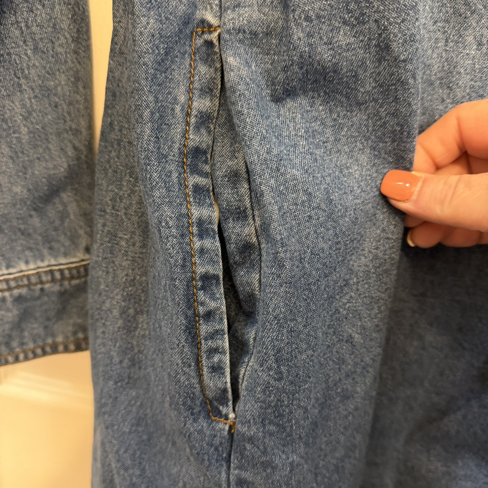 FRYE Womens 100% Cotton Form Fitting Denim Dress Button Front Pockets